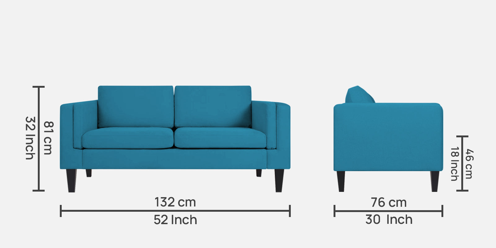 Jasper Velvet 2 Seater Sofa In Aqua blue Colour - Febonic Living
