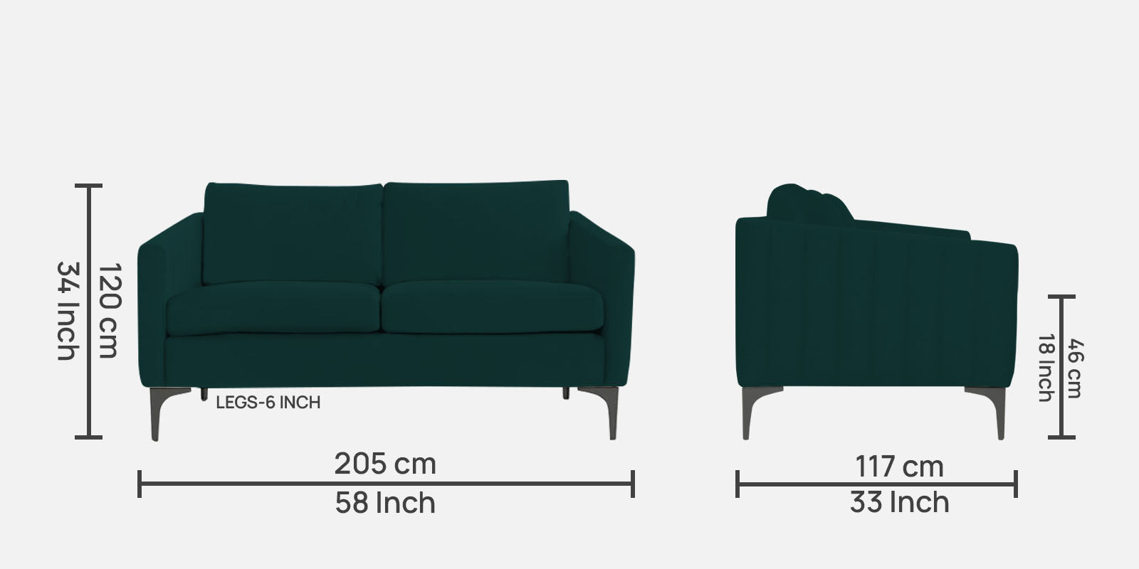 Haru Velvet 2 Seater Sofa In Forest Green Colour - Febonic Living