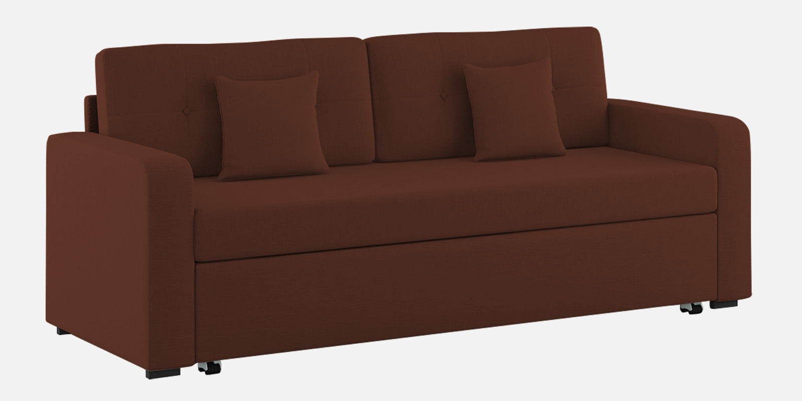 Rocky Fabric 3 Seater Pull Out Sofa Cum Bed In Coffee Brown Colour With Storage - Febonic Living
