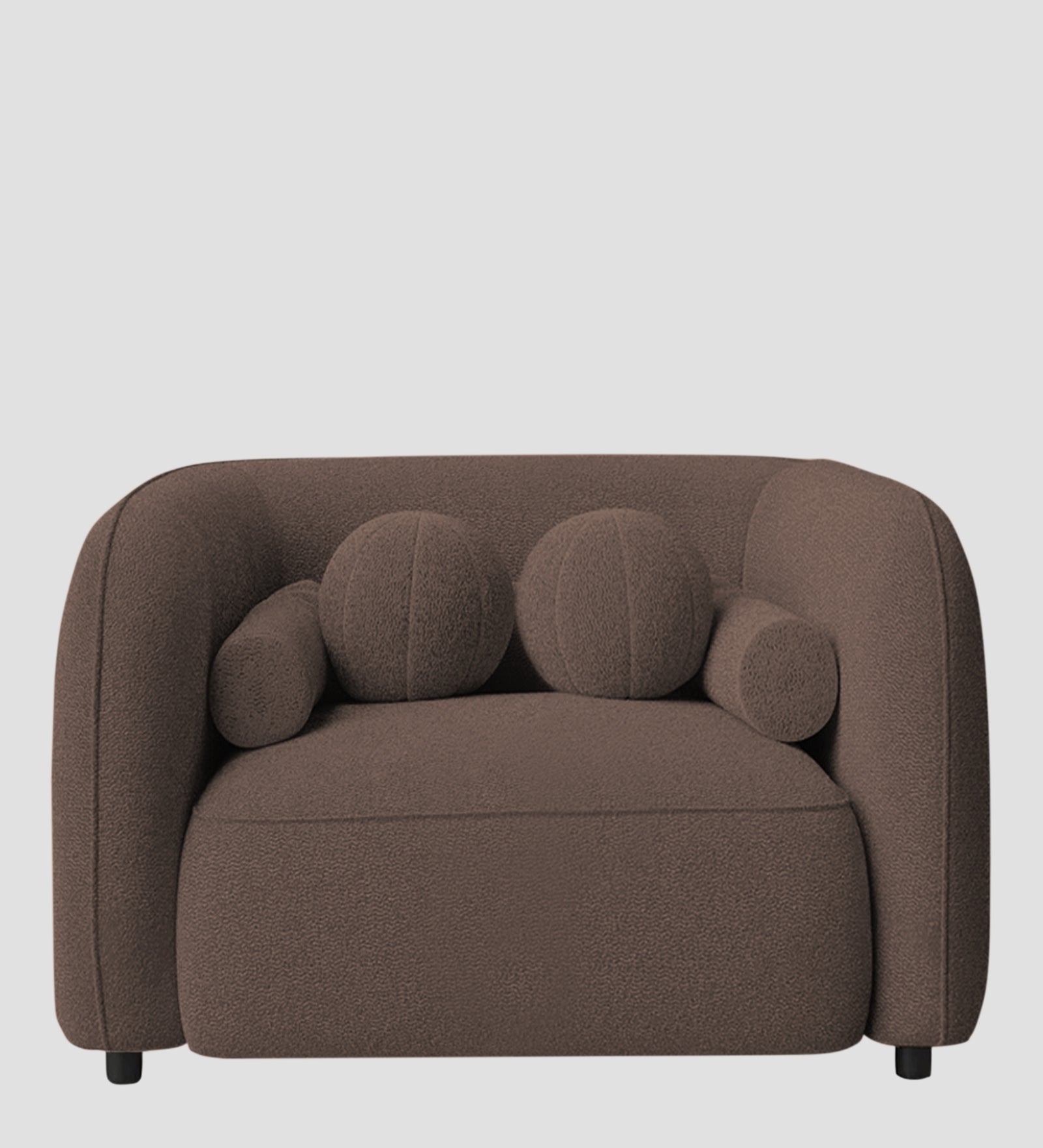 Corny Boucle Fabric 1 Seater Sofa In Truffle Brown Colour - Febonic Living