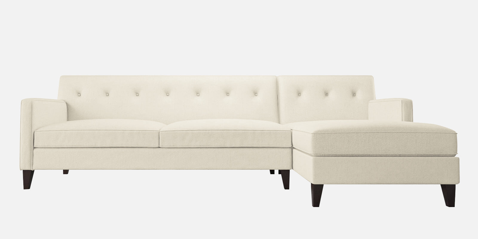Miller Fabric LHS Sectional Sofa (3+Lounger) In Ivory Cream Colour - Febonic Living