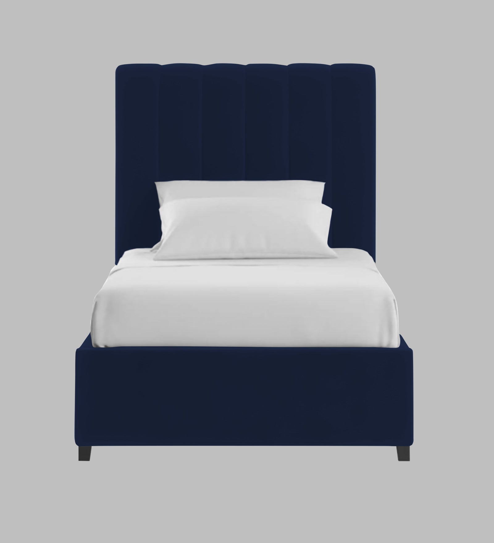 Lara Velvet Upholstered Single Bed in Indigo Blue Colour - Febonic Living