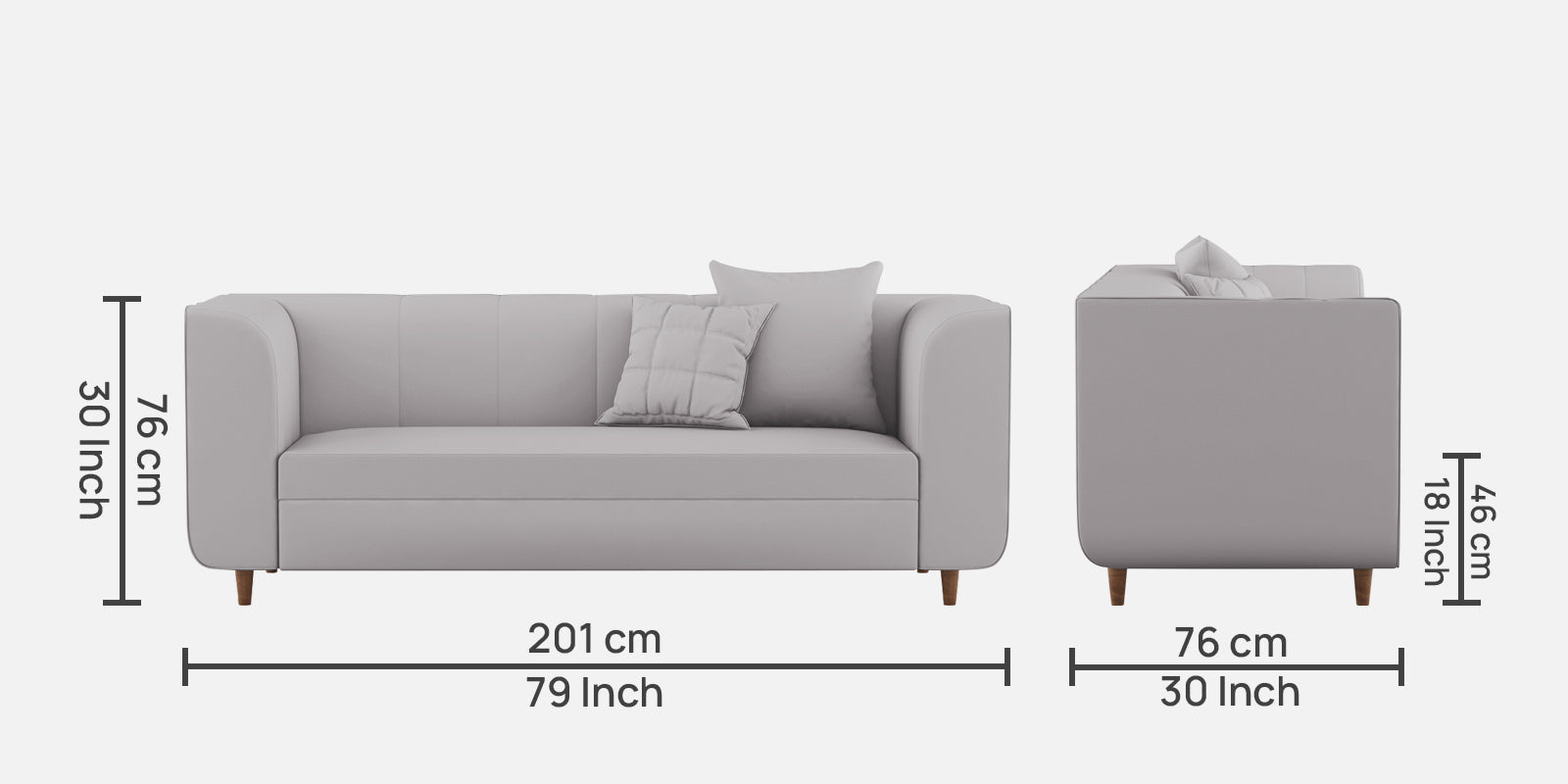 Sumo Velvet 3 Seater Sofa In Concrete grey Colour - Febonic Living
