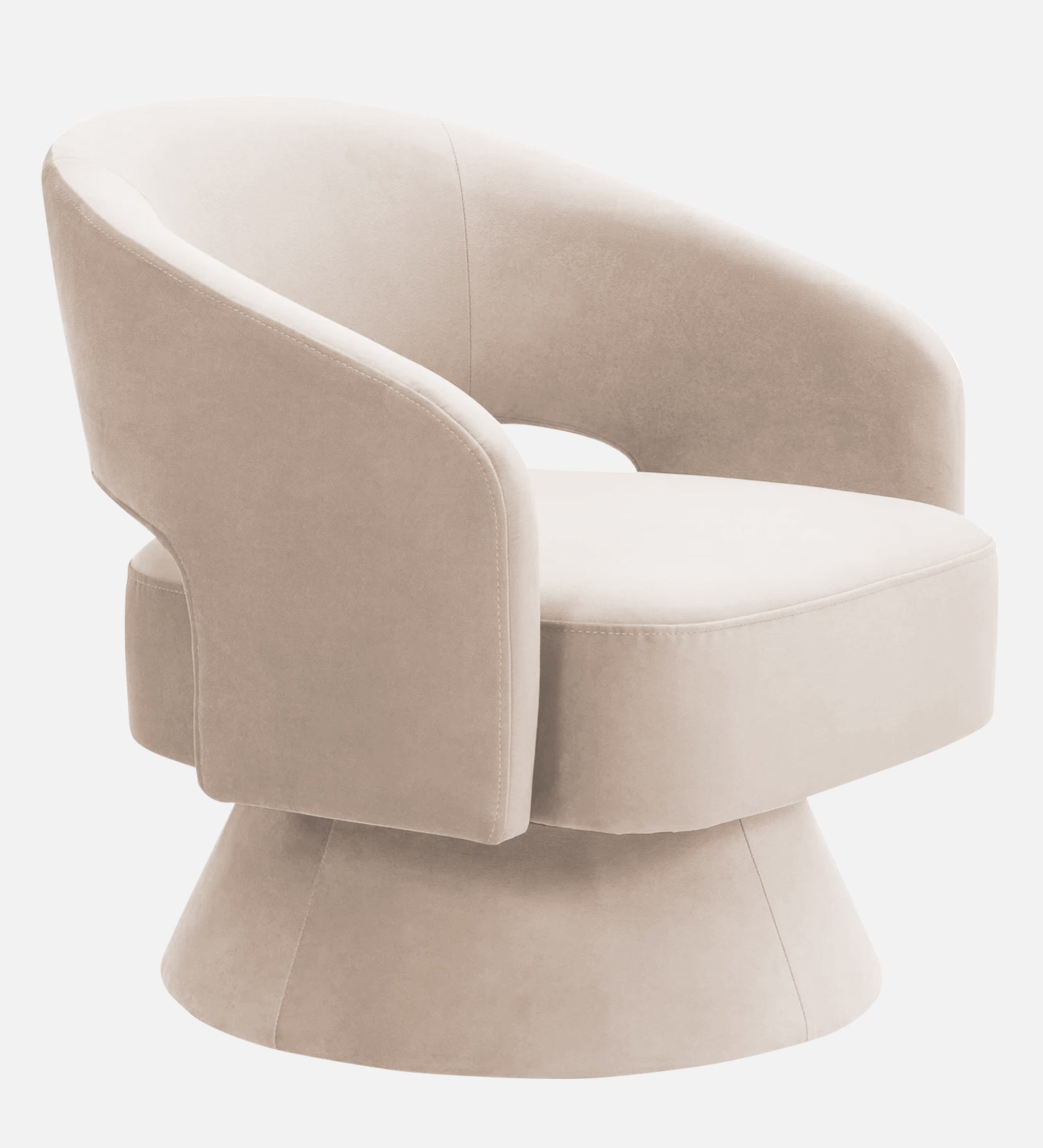 Pendra Velvet Swivel Chair In Camel Beige Colour - Febonic Living