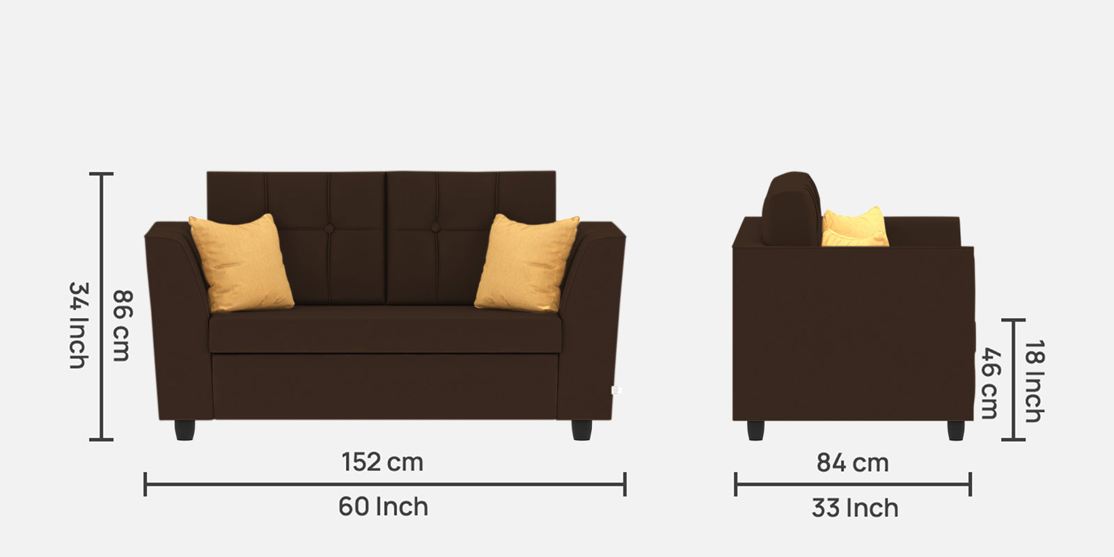 Nestin Velvet 2 Seater Sofa In Cholocate Brown Colour - Febonic Living