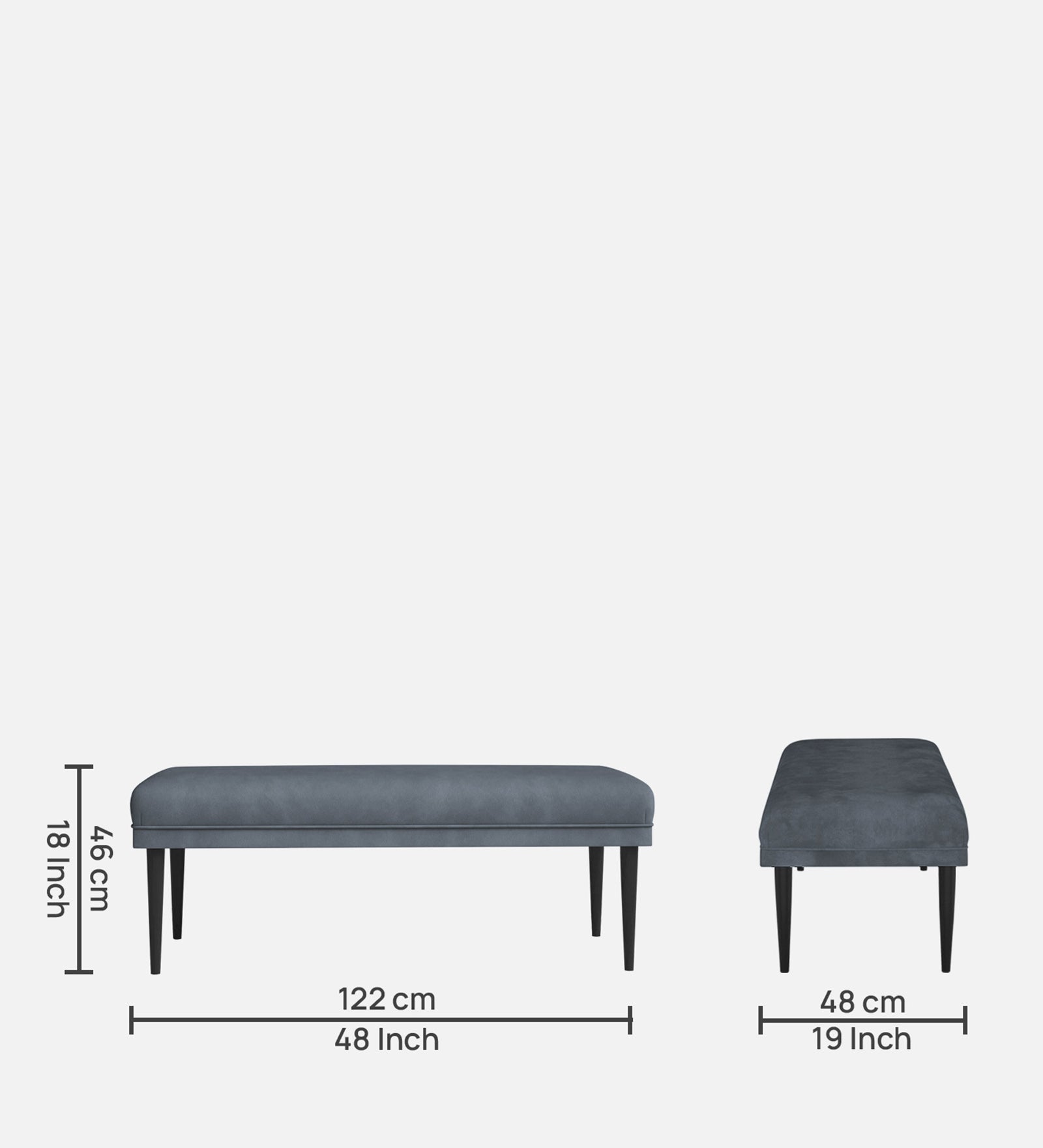 Summer Fabric Bench In Indigo Blue Colour - Febonic Living