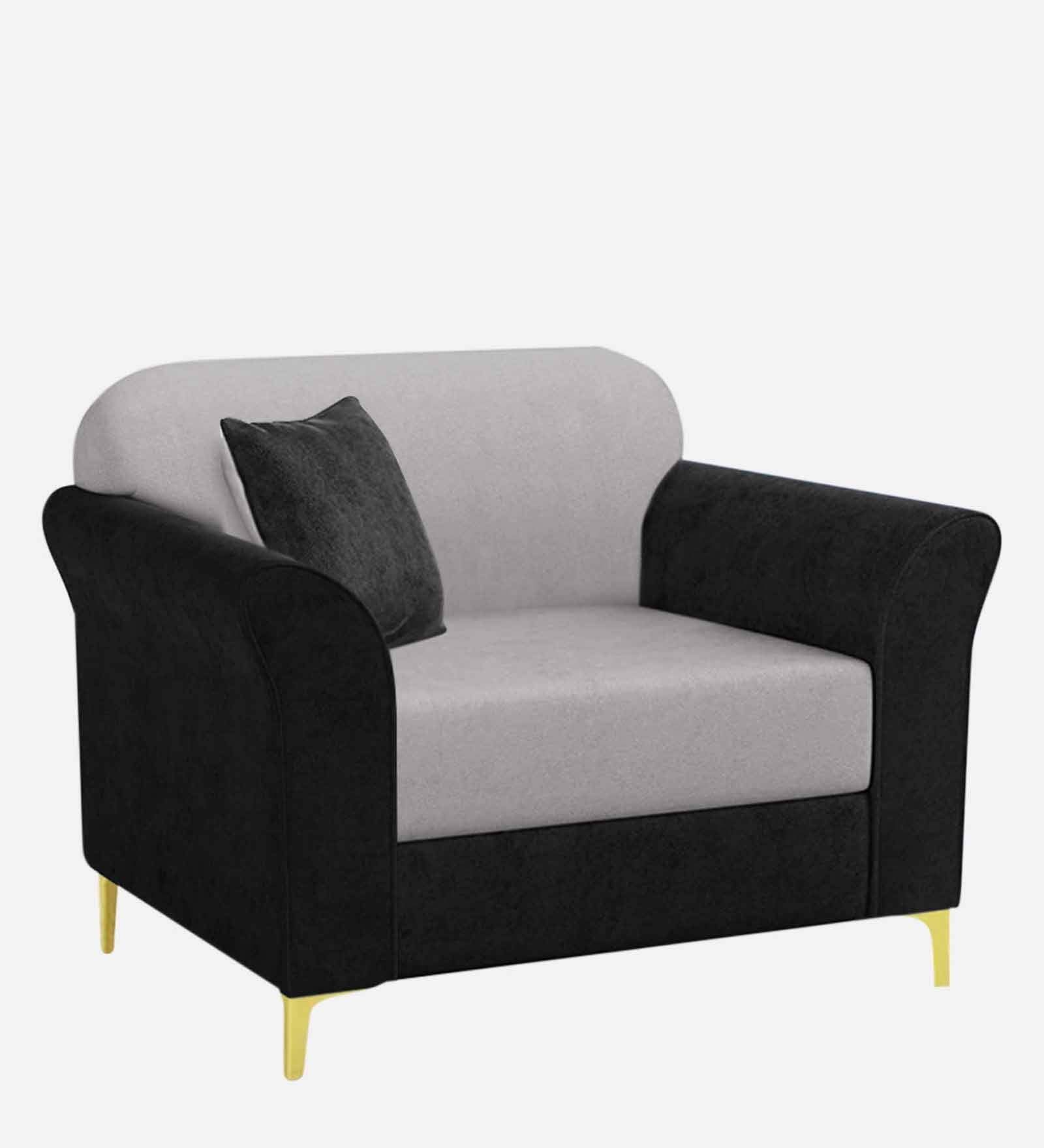 Jordan Velvet 1 Seater Sofa In Adam Black And Concreate Grey Colour - Febonic Living