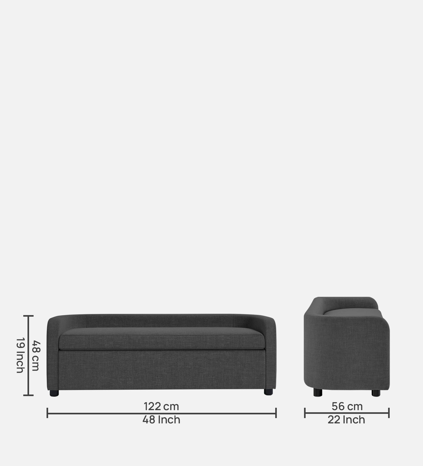 Cooper Fabric Storage Bench In Charcoal Grey Colour - Febonic Living