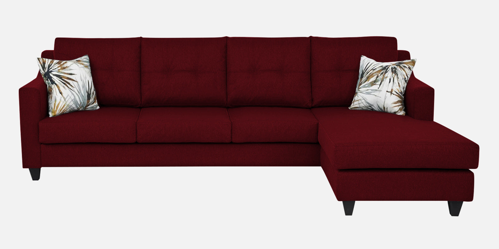 Welly Fabric LHS Sectional Sofa (3+Lounger) In Ruby Red Colour - Febonic Living