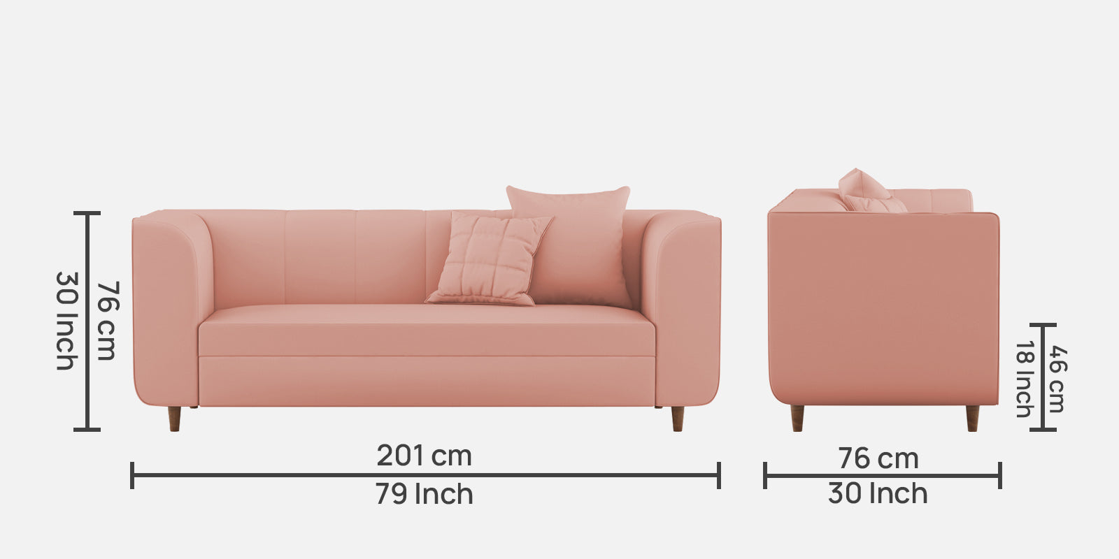 Sumo Velvet 3 Seater Sofa In Blush Pink Colour - Febonic Living