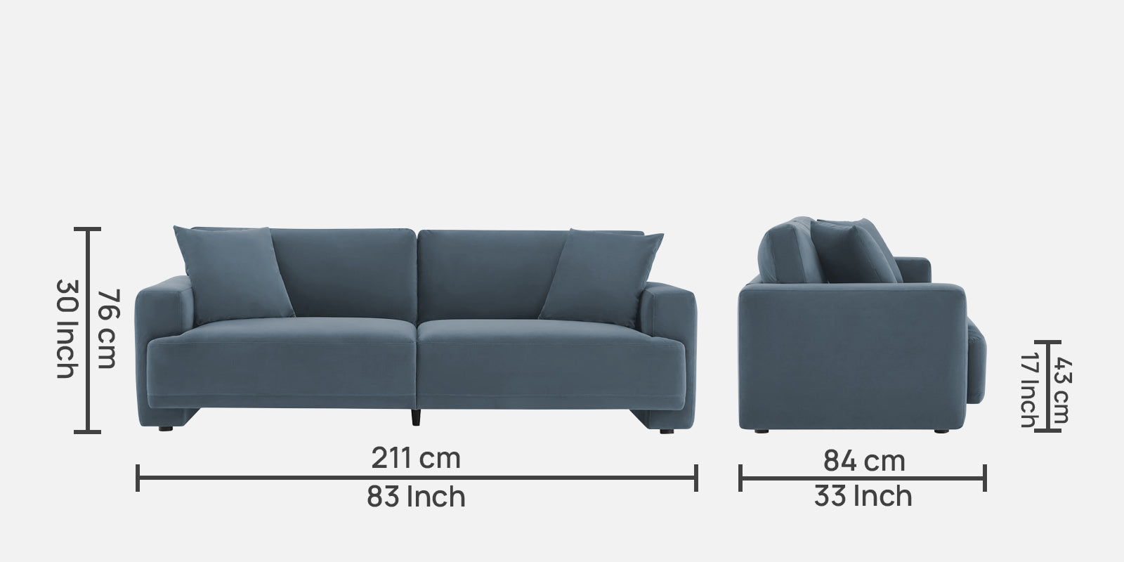 Kosta Velvet 3 Seater Sofa In Oxford Blue Colour - Febonic Living