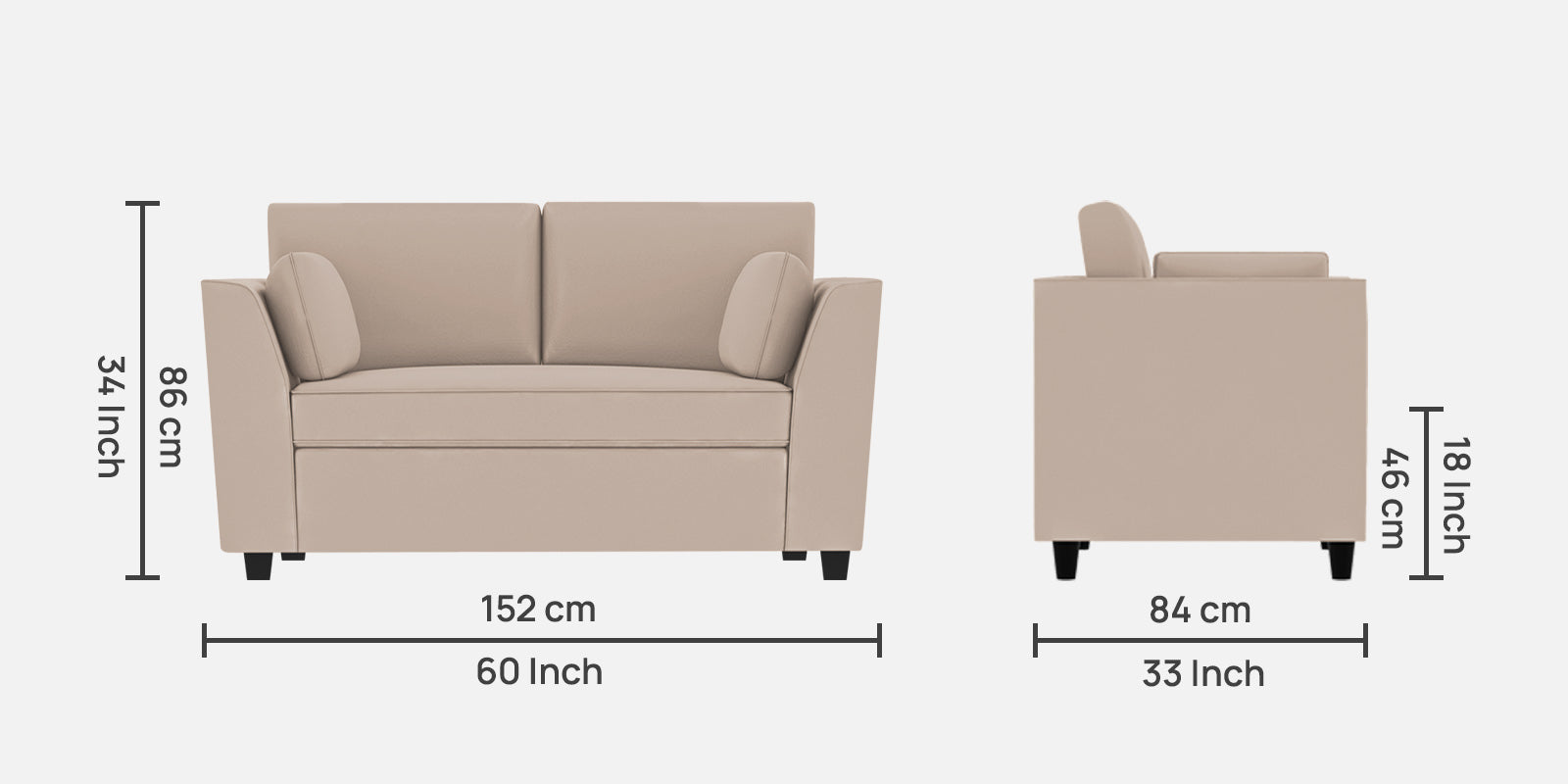 Bristo Velvet 2 Seater Sofa in Camel Beige Colour