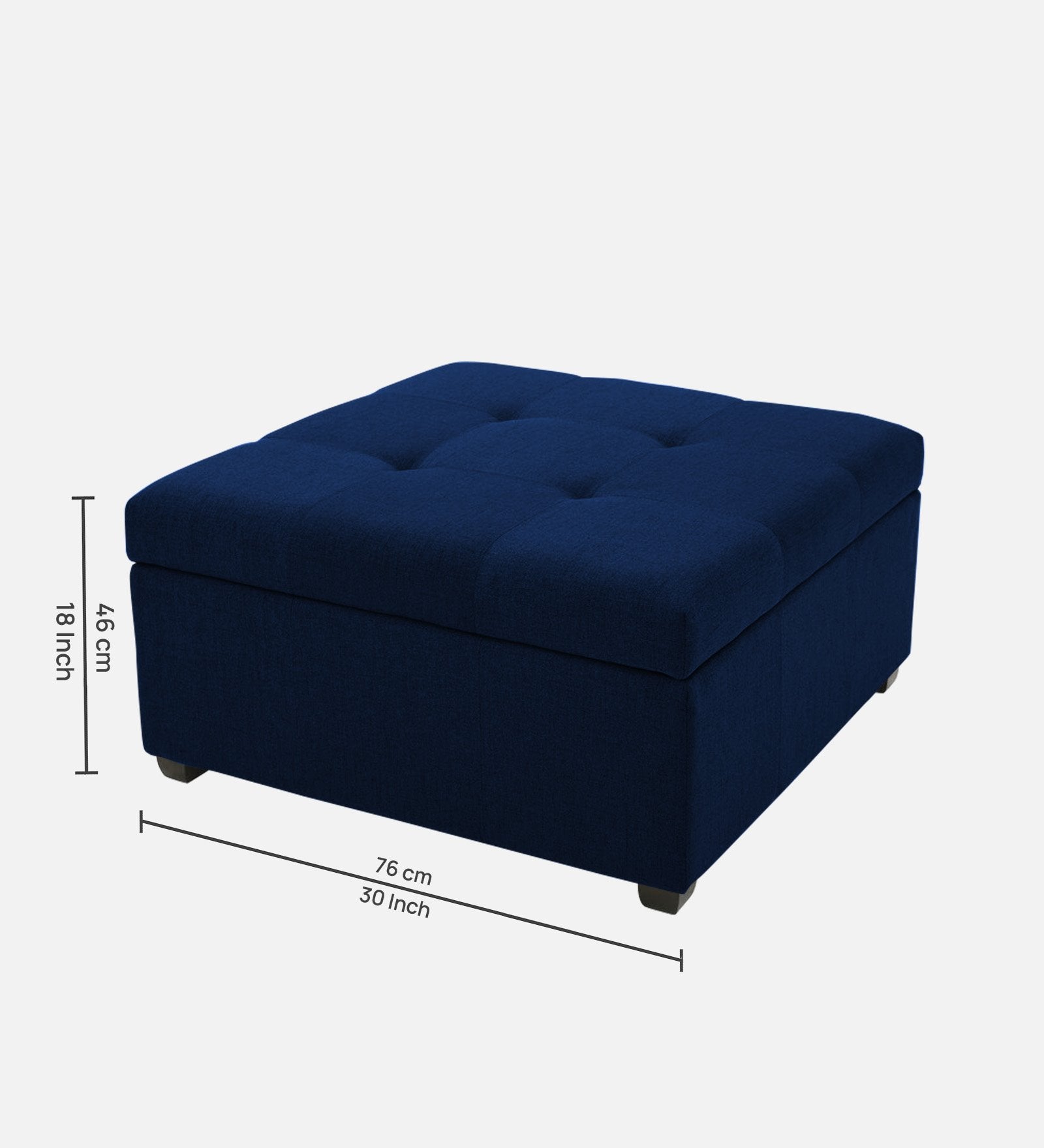 Mubila Fabric Ottoman In Royal Blue Colour With Storage - Febonic Living