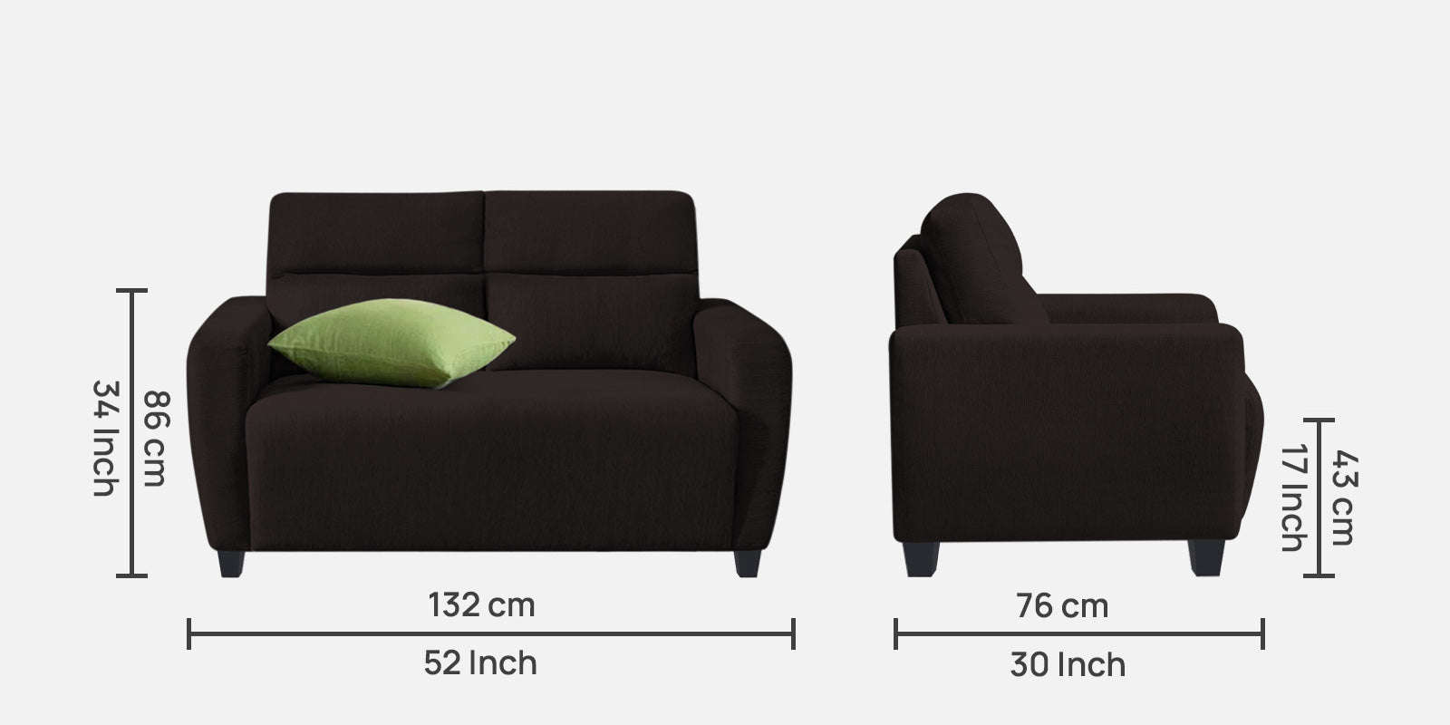Bakadi Fabric 2 Seater Sofa In Cara brown Colour - Febonic Living