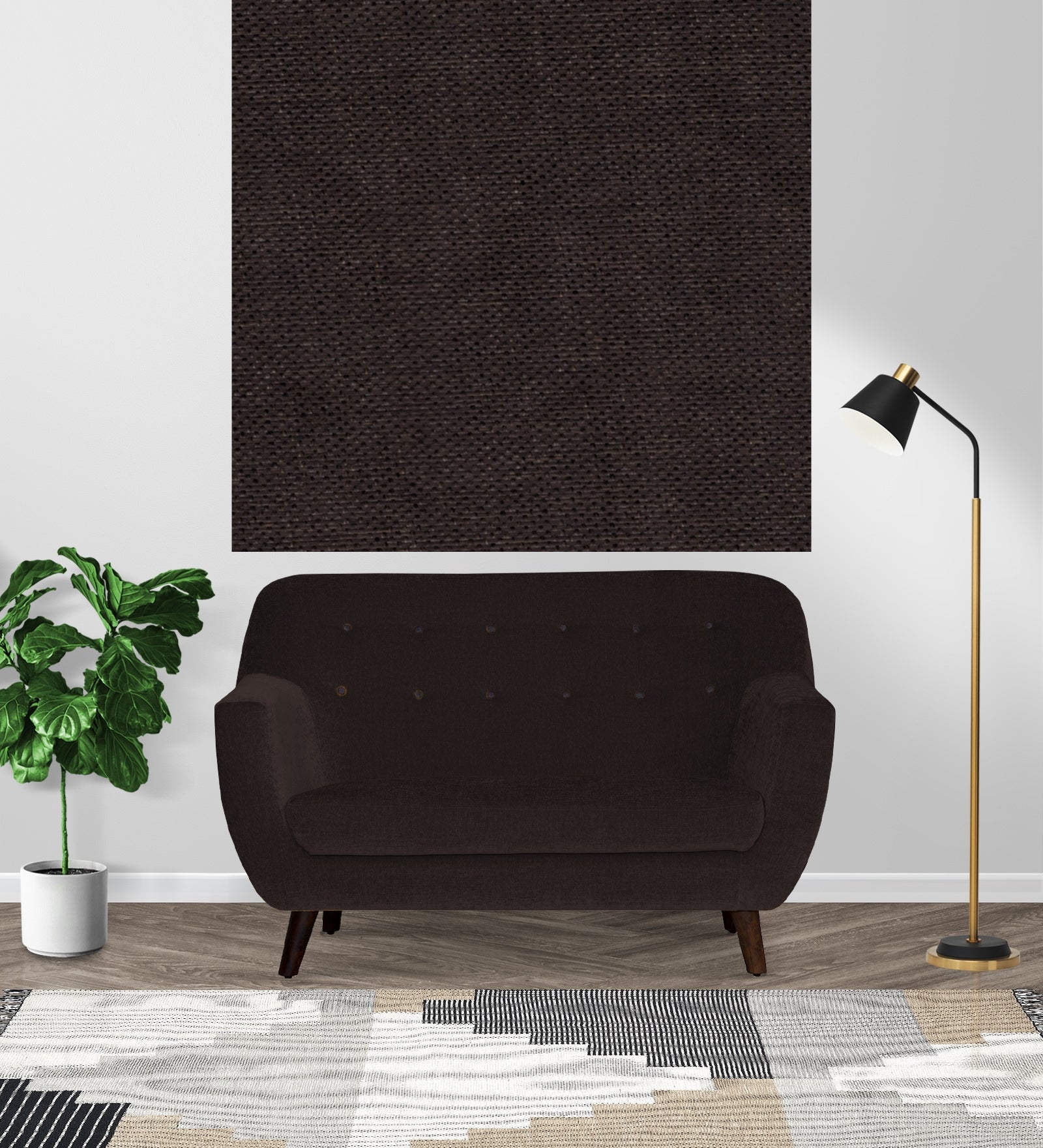 Omega Poly Cotton Fabric Dark Brown by Febonic Living