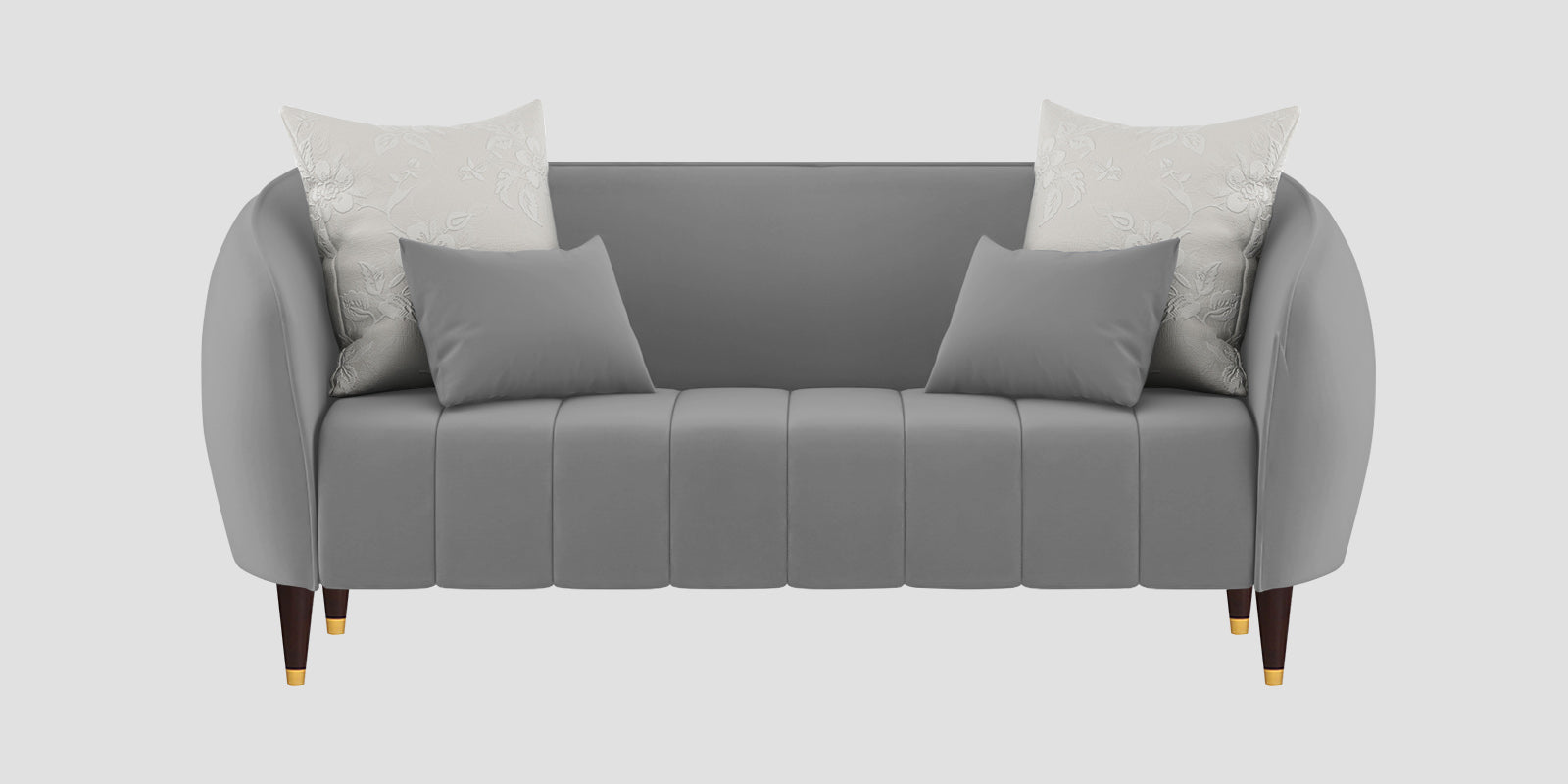 Hairo Velvet 2 Seater Sofa In Light Grey Colour - Febonic Living