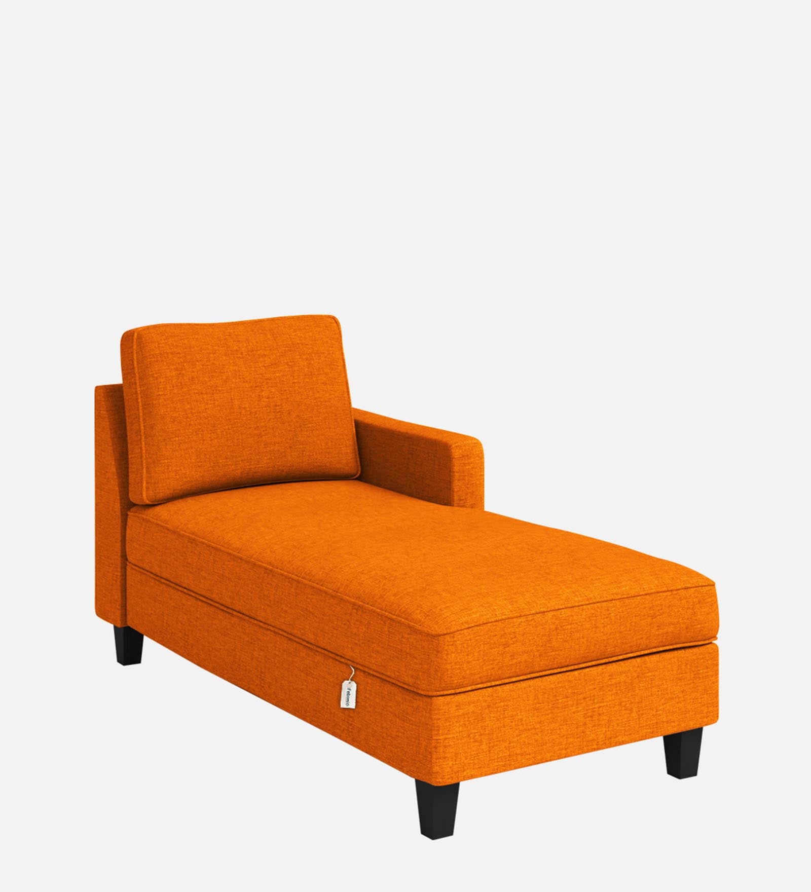 Royee Fabric RHS Chaise Lounger In Vivid Orange Colour With Storage - Febonic Living