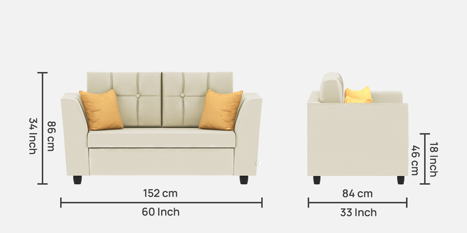 Nestin Velvet 2 Seater Sofa In Warm White Colour - Febonic Living