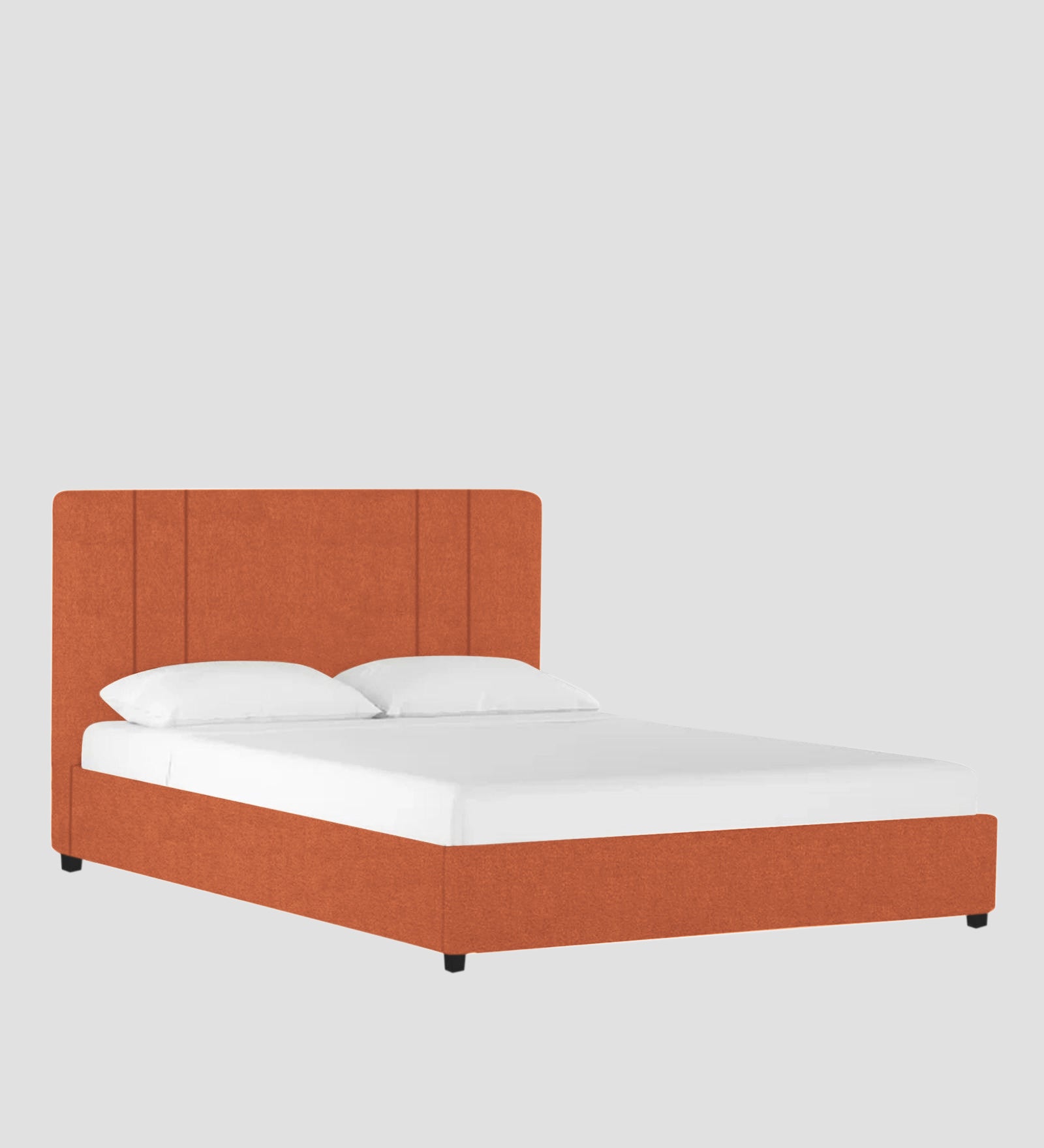 Asyra Velvet Upholstered King Size Bed In Yam Orange Colour With Box Storage - Febonic Living