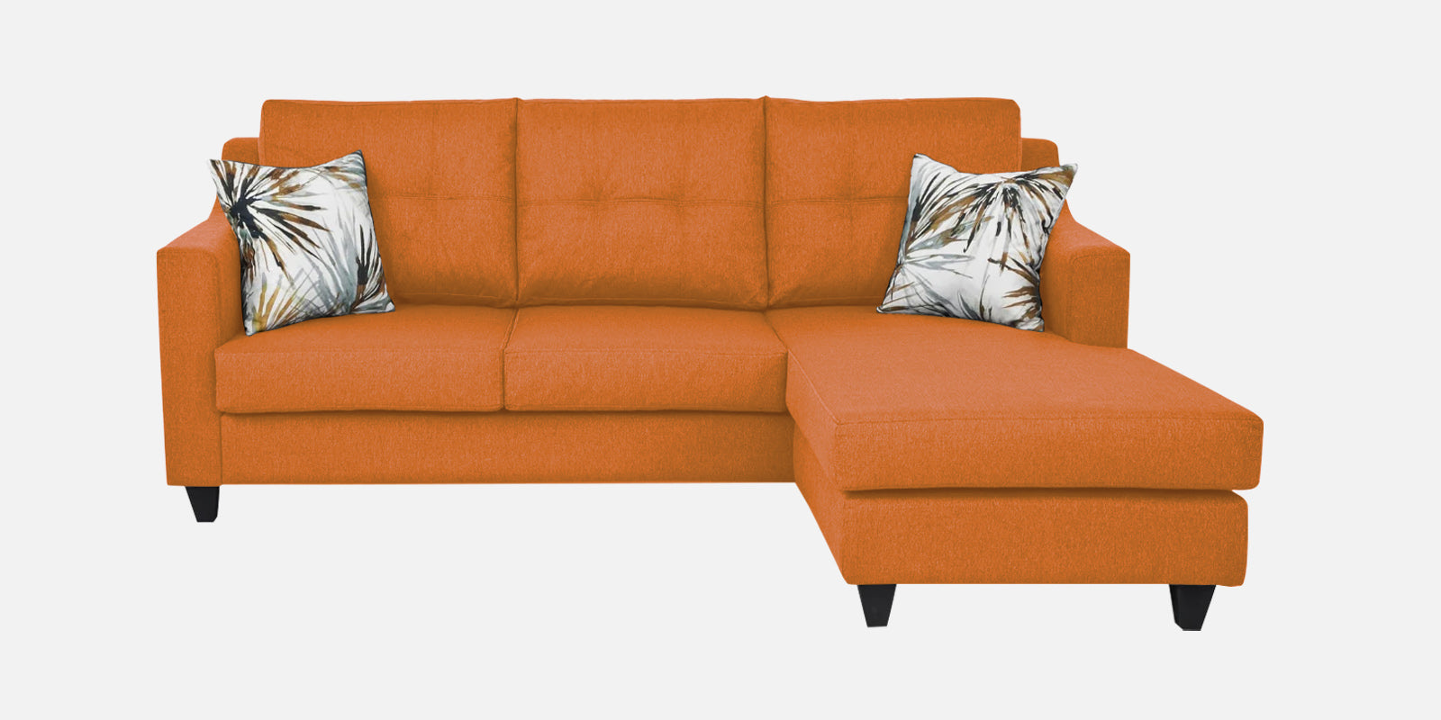 Welly Fabric LHS Sectional Sofa (2+Lounger) In Dark Orange Colour - Febonic Living