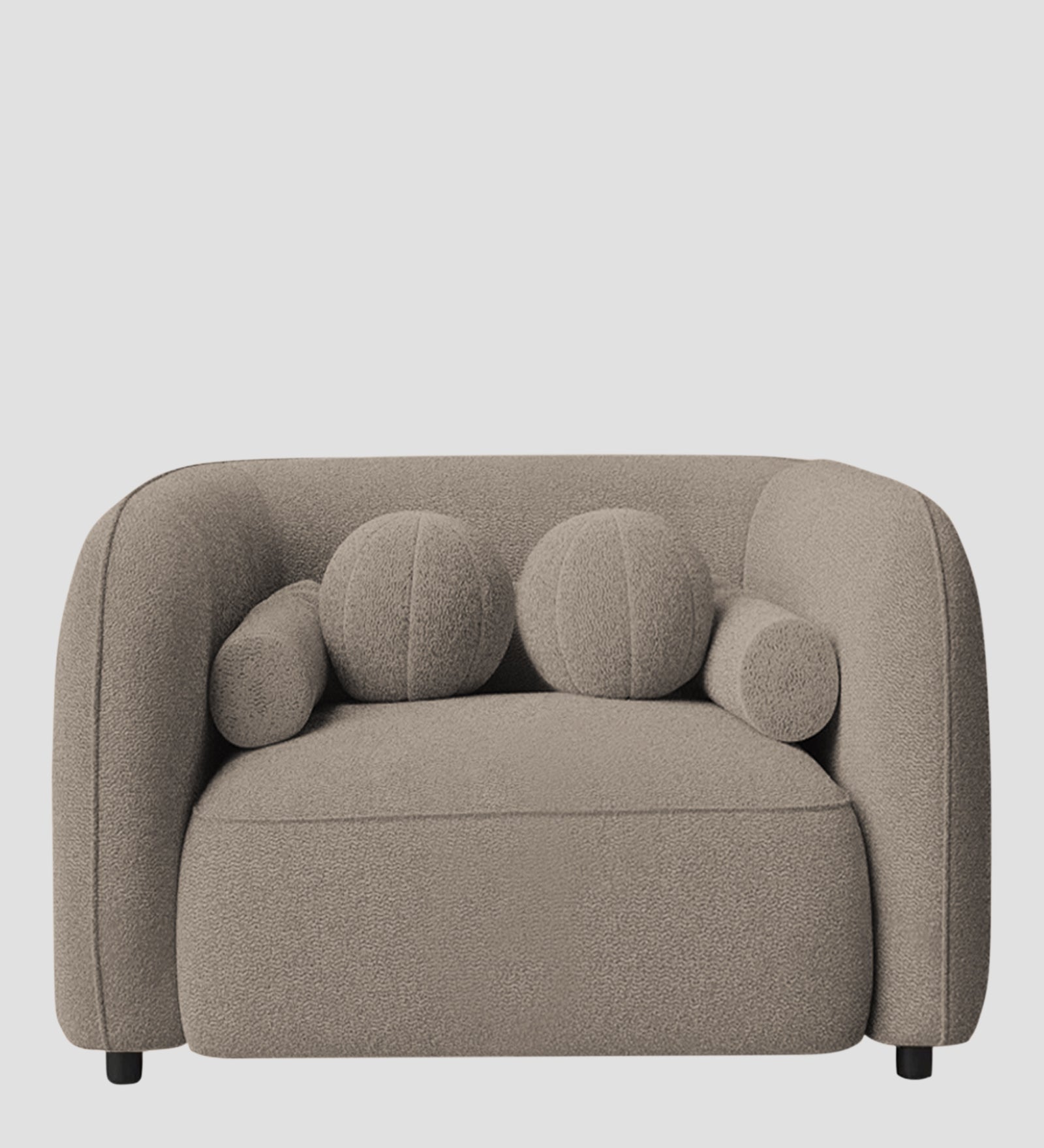 Corny Boucle Fabric 1 Seater Sofa In Macy Grey Colour - Febonic Living