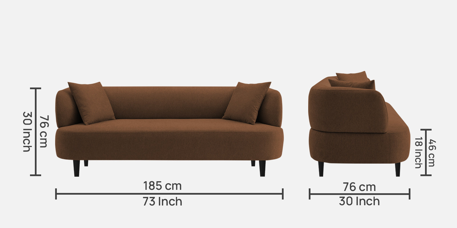 Carson Fabric 3 Seater Sofa In Chestnut Brown Colour - Febonic Living