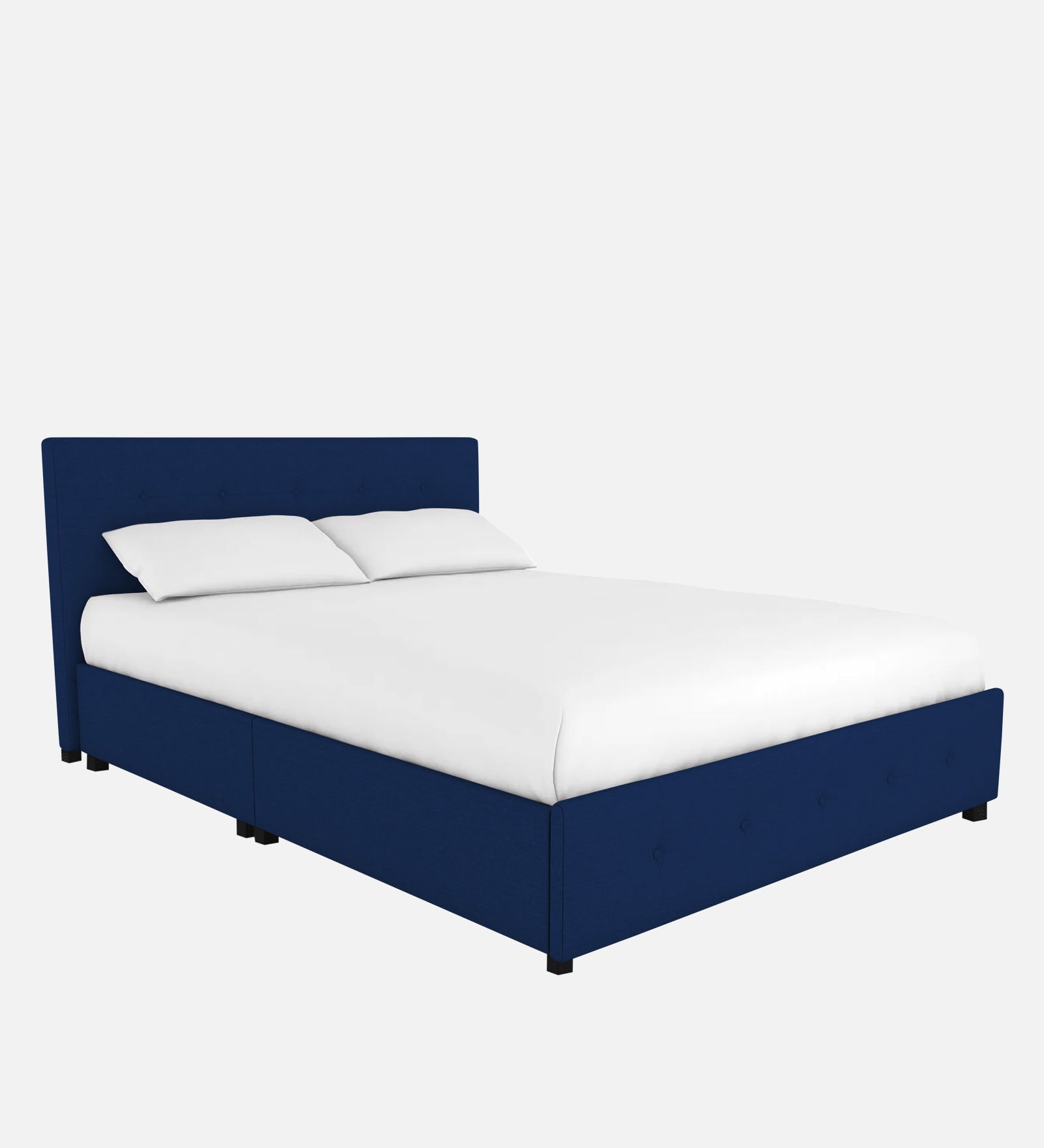 Lido Fabric Queen Size Bed In Royal Blue Colour With Drawer Storage - Febonic Living