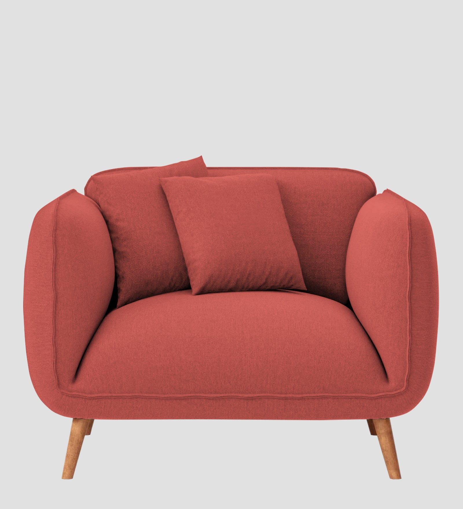 Zia Fabric 1 Seater Sofa In Salmon Pink Colour - Febonic Living