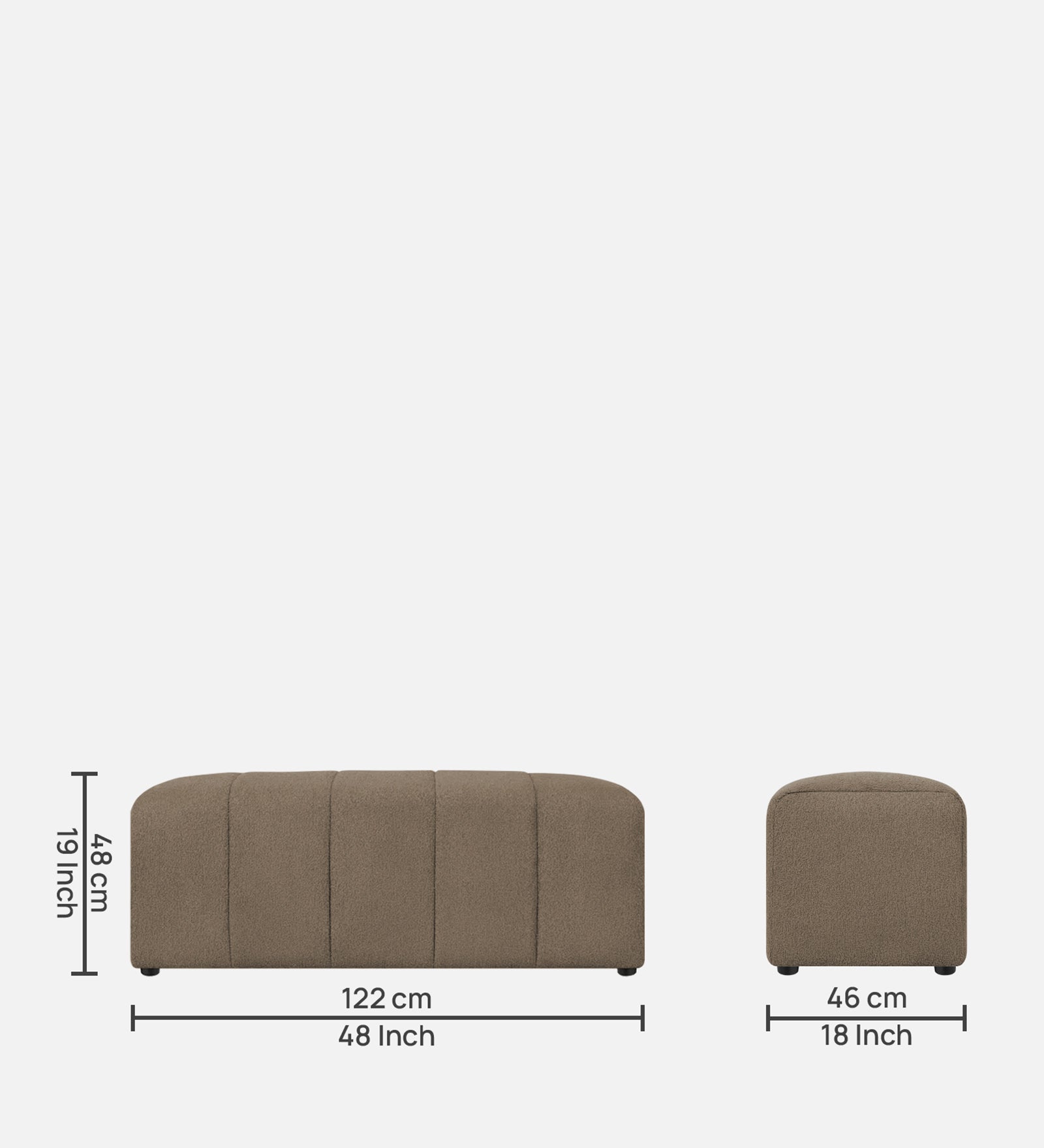 Rexi Boucle Fabric Bench In Caro Beige Colour - Febonic Living