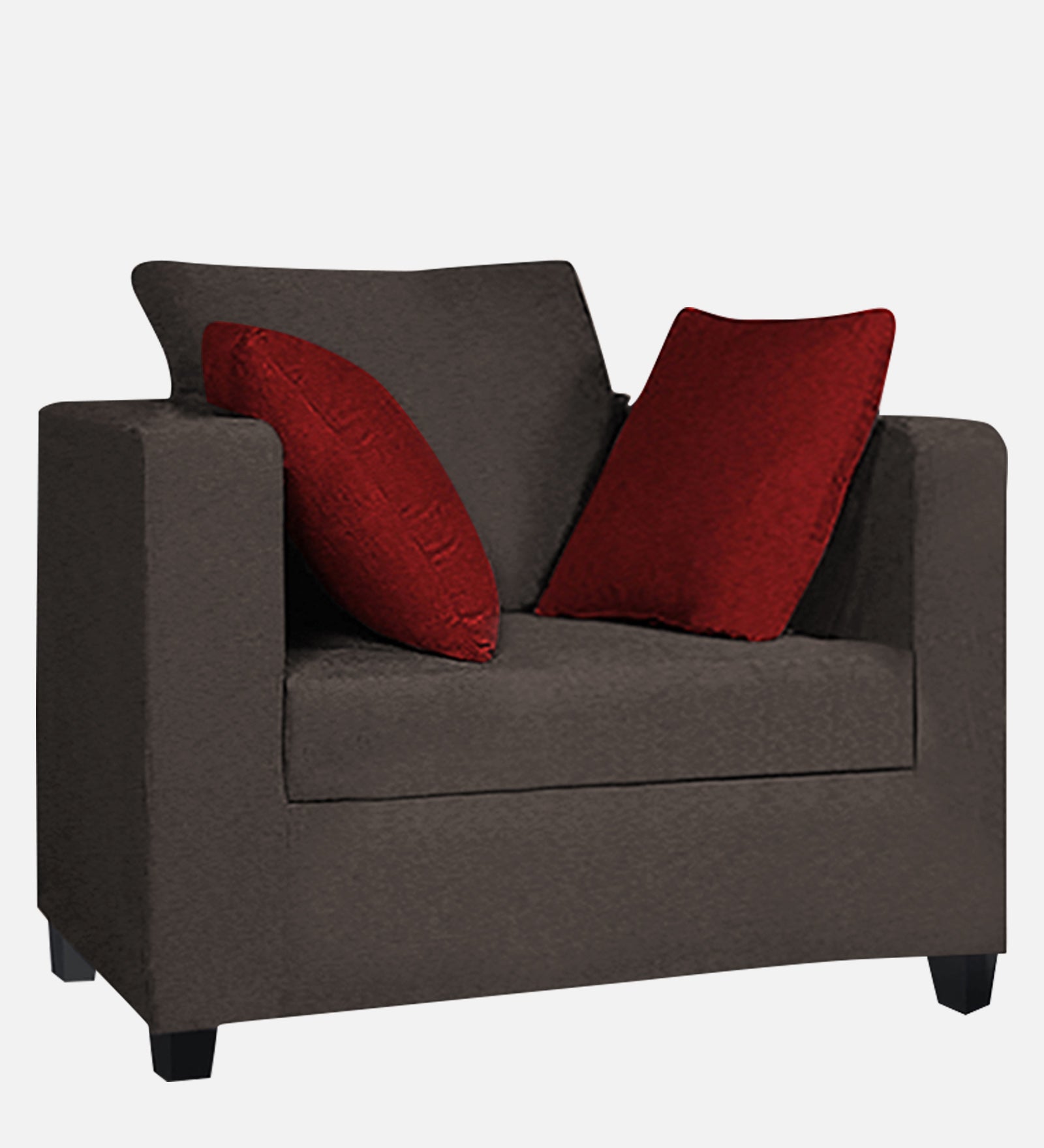 Nuska Fabric 1 Seater Sofa In Caspa Brown Colour - Febonic Living