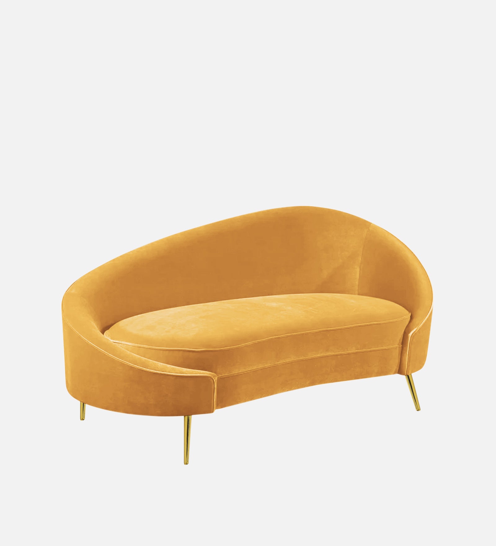 Cely Velvet LHS Chaise Lounger In Turmeric Yellow Colour - Febonic Living