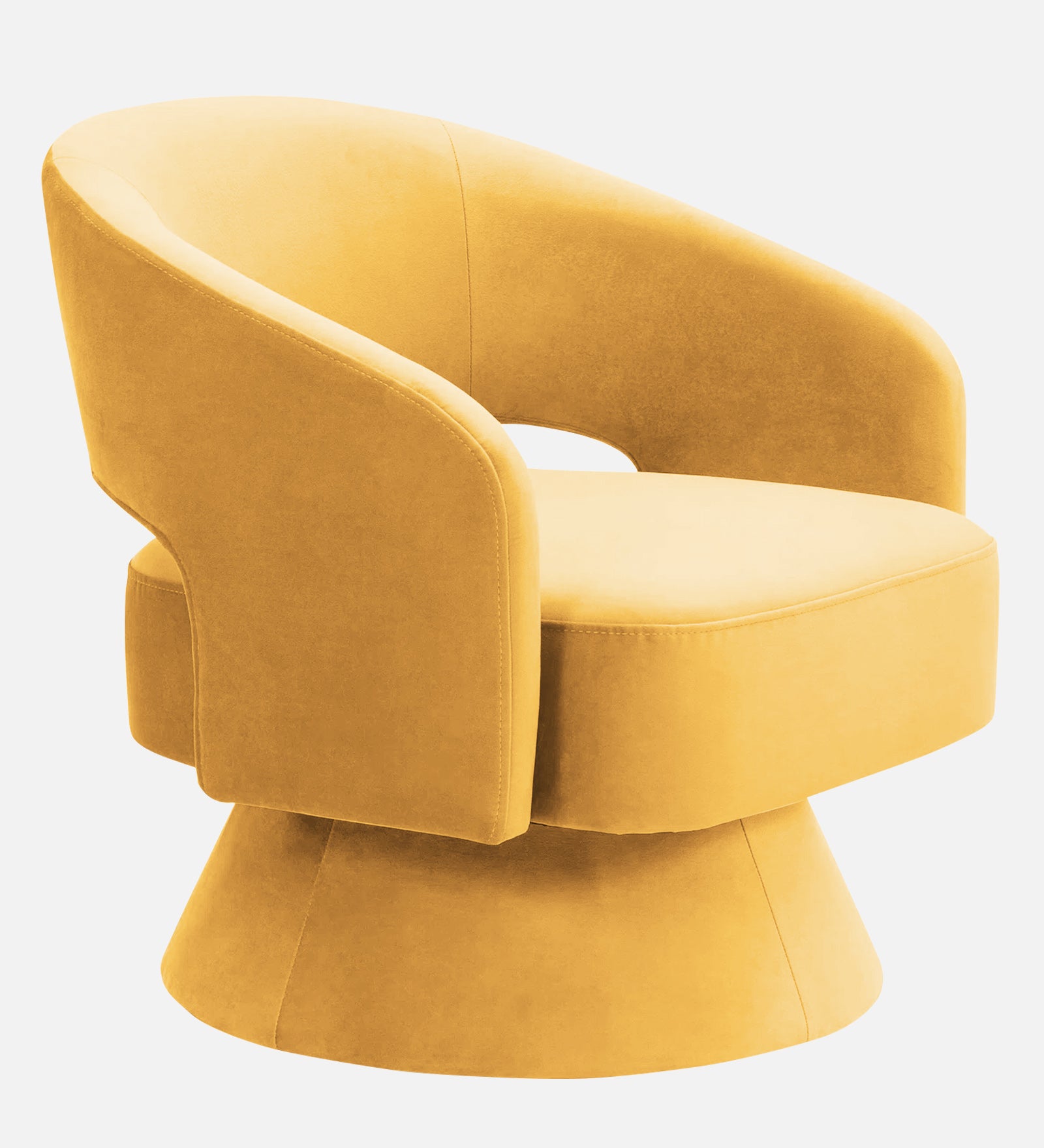 Pendra Velvet Swivel Chair In Turmeric Yellow Colour - Febonic Living