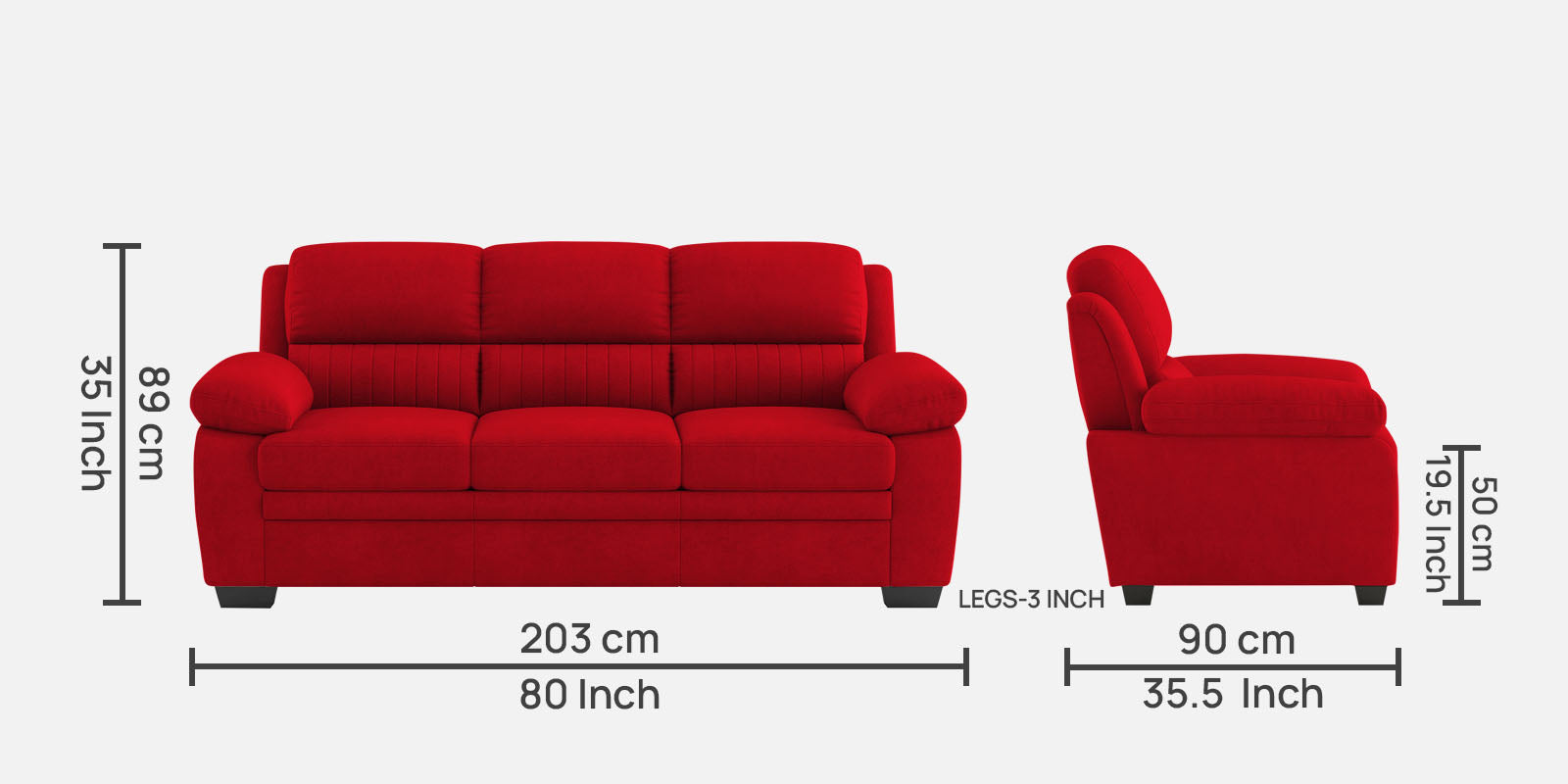 Miranda Velvet 3 Seater Sofa In Berry Maroon Colour - Febonic Living