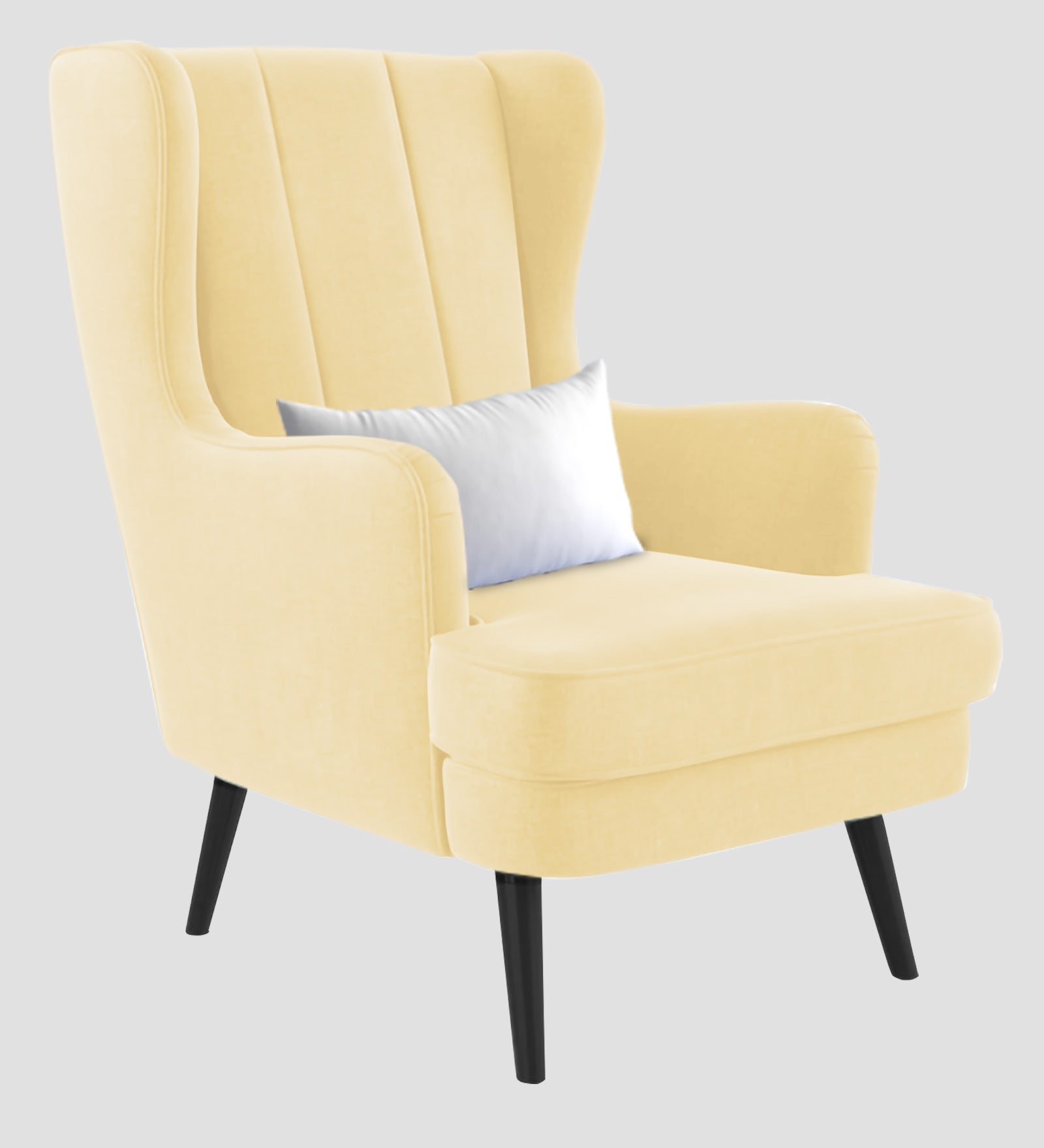 Niya Velvet Wing Chair In Sandy Beige Colour - Febonic Living