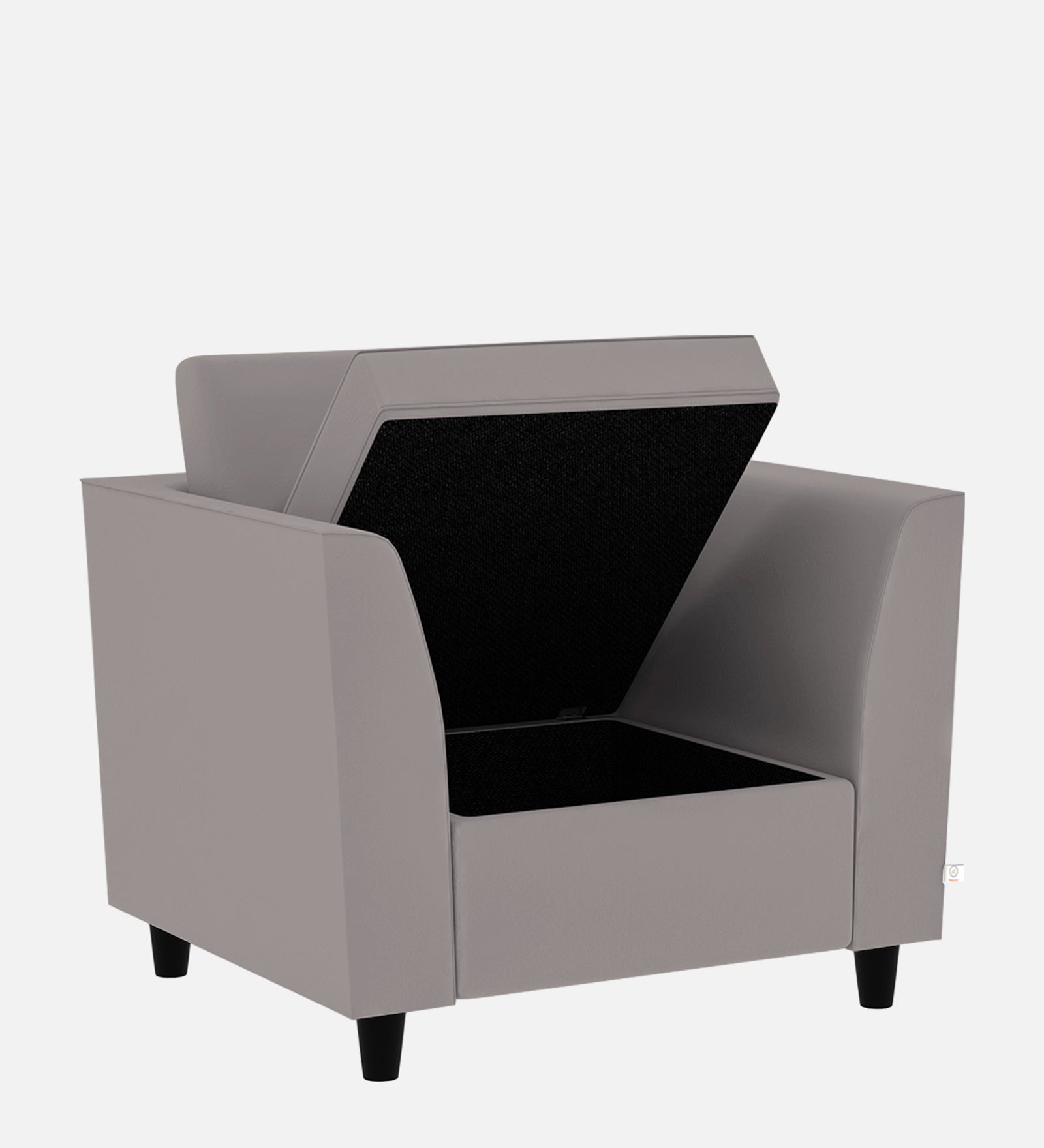 Bristo Velvet 1 Seater Sofa In Pearl Grey Colour With Storage - Febonic Living