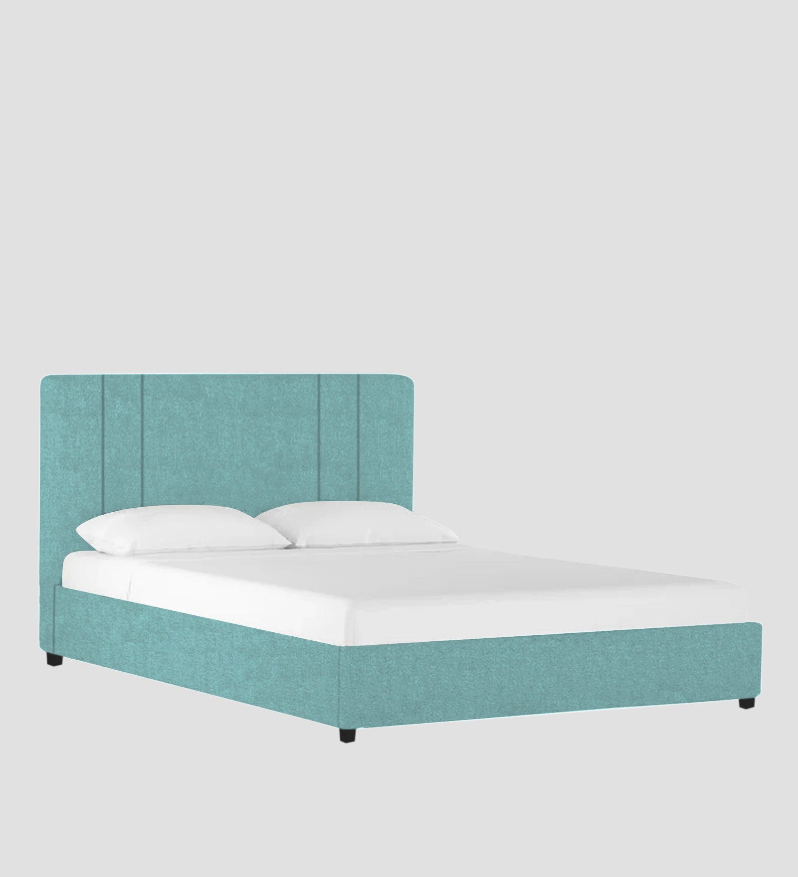 Asyra Velvet Queen Size Bed in Barmunda Aqua Colour With Box Storage - Febonic Living