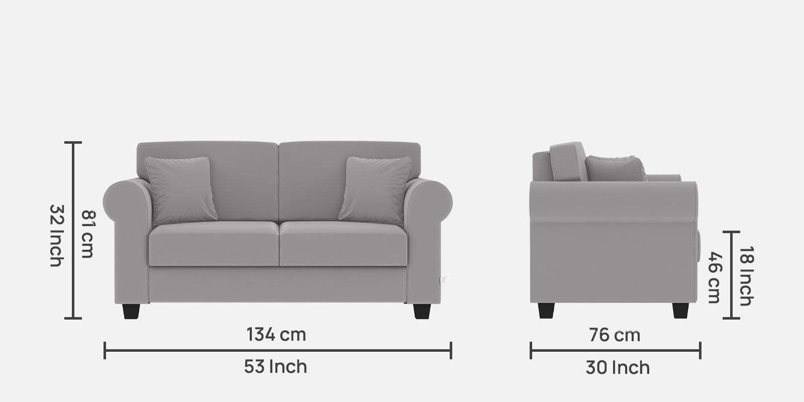 Numonk Velvet 2 Seater Sofa In Concrete grey Colour - Febonic Living