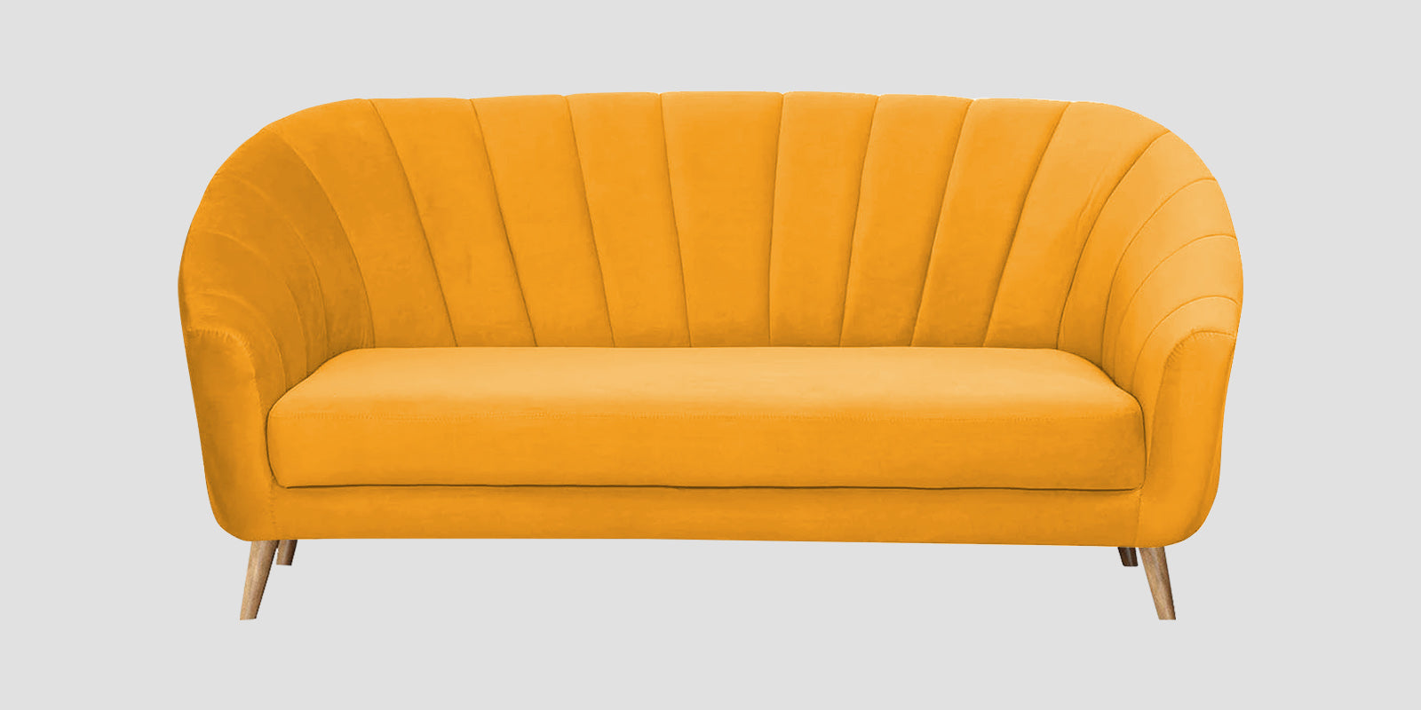 Kaylee Velvet 3 Seater Sofa In Safforn Yellow Colour - Febonic Living