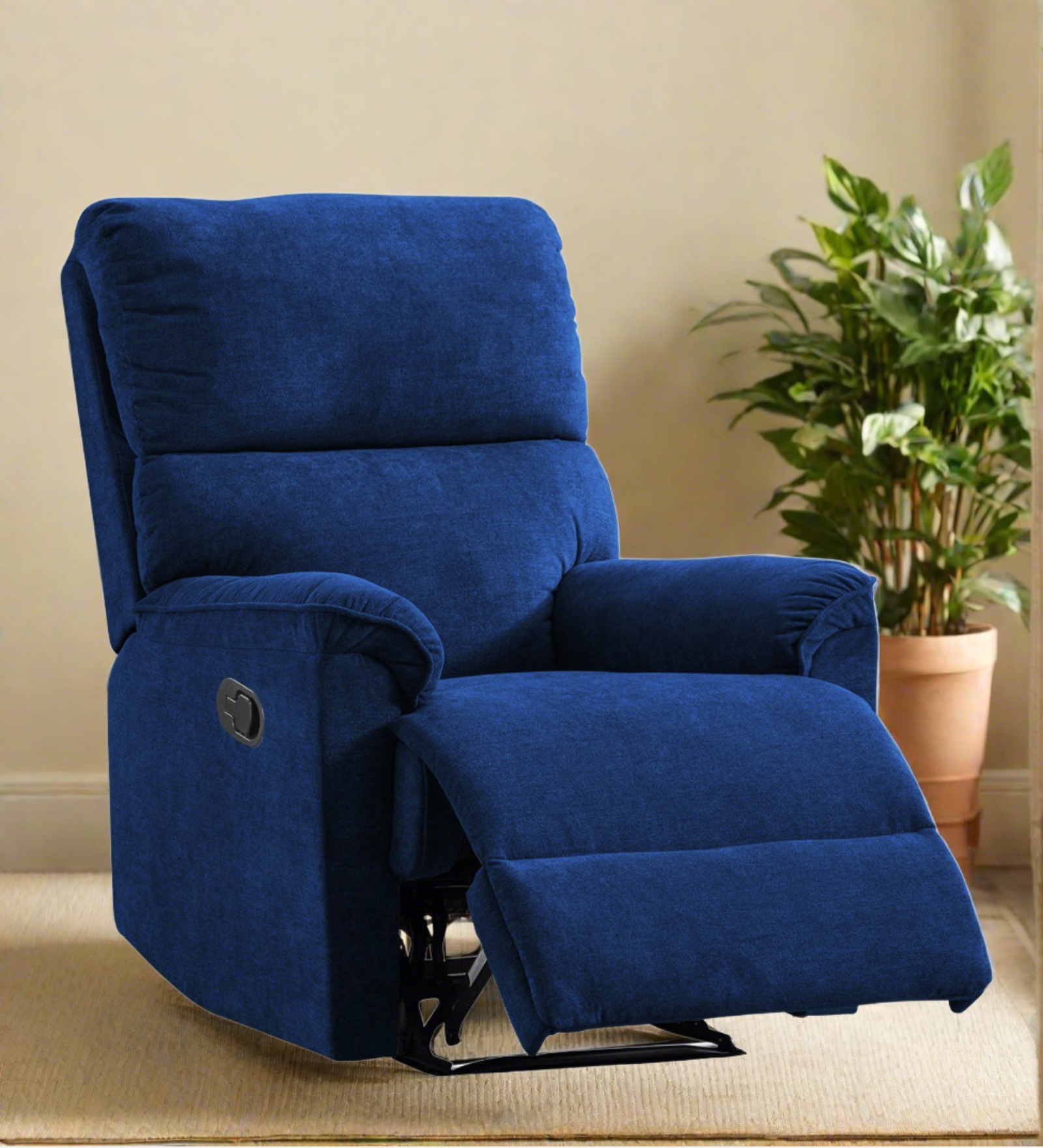 Abby Fabric 1 Seater Manual Recliner In Royal Blue Colour - Febonic Living