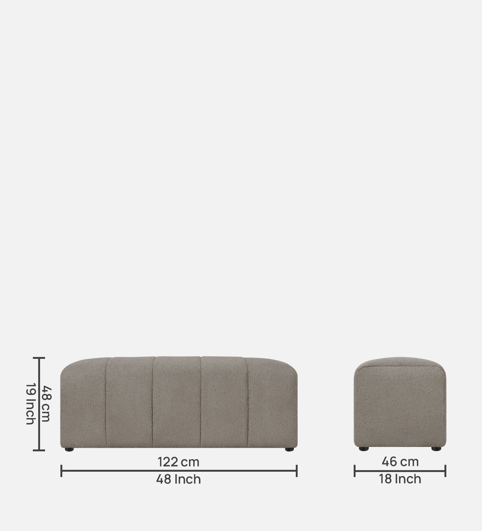 Rexi Boucle Fabric Bench In Cement Beige Colour - Febonic Living