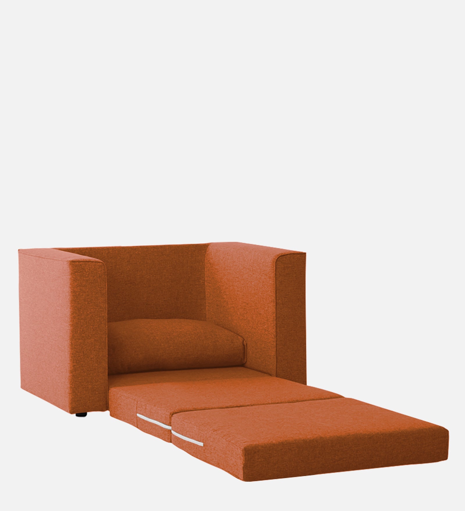 Kenia Fabric 1 Seater Foldable Sofa Cum Bed In Vivid Orange Colour - Febonic Living