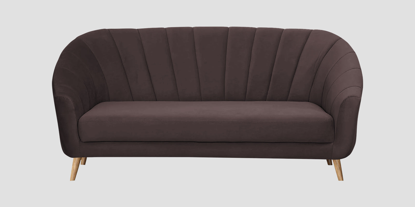 Kaylee Velvet 3 Seater Sofa In Mocha Brown Colour - Febonic Living