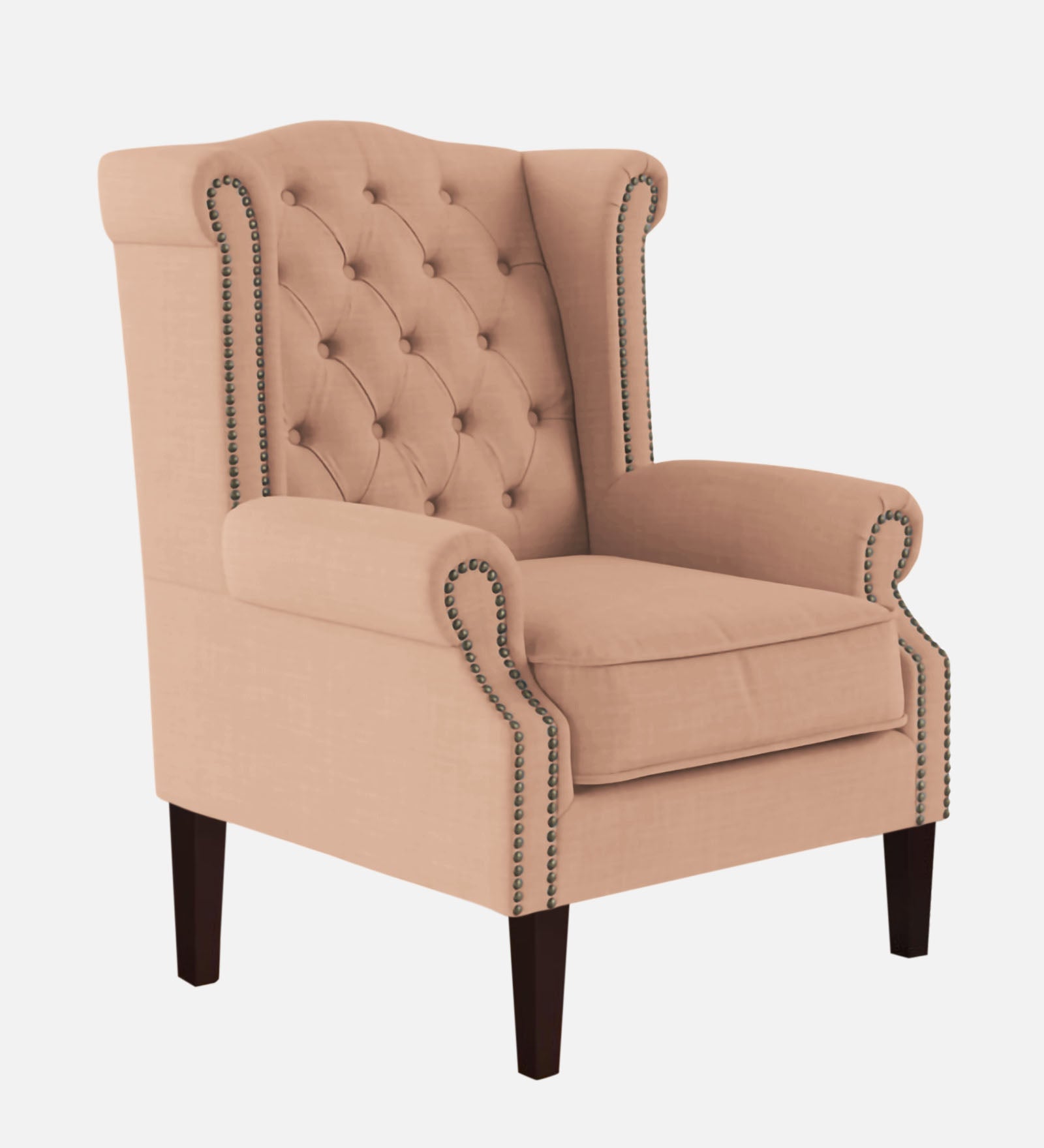 Nottage Fabric Wing Chair In Cosmic-beige Colour - Febonic Living