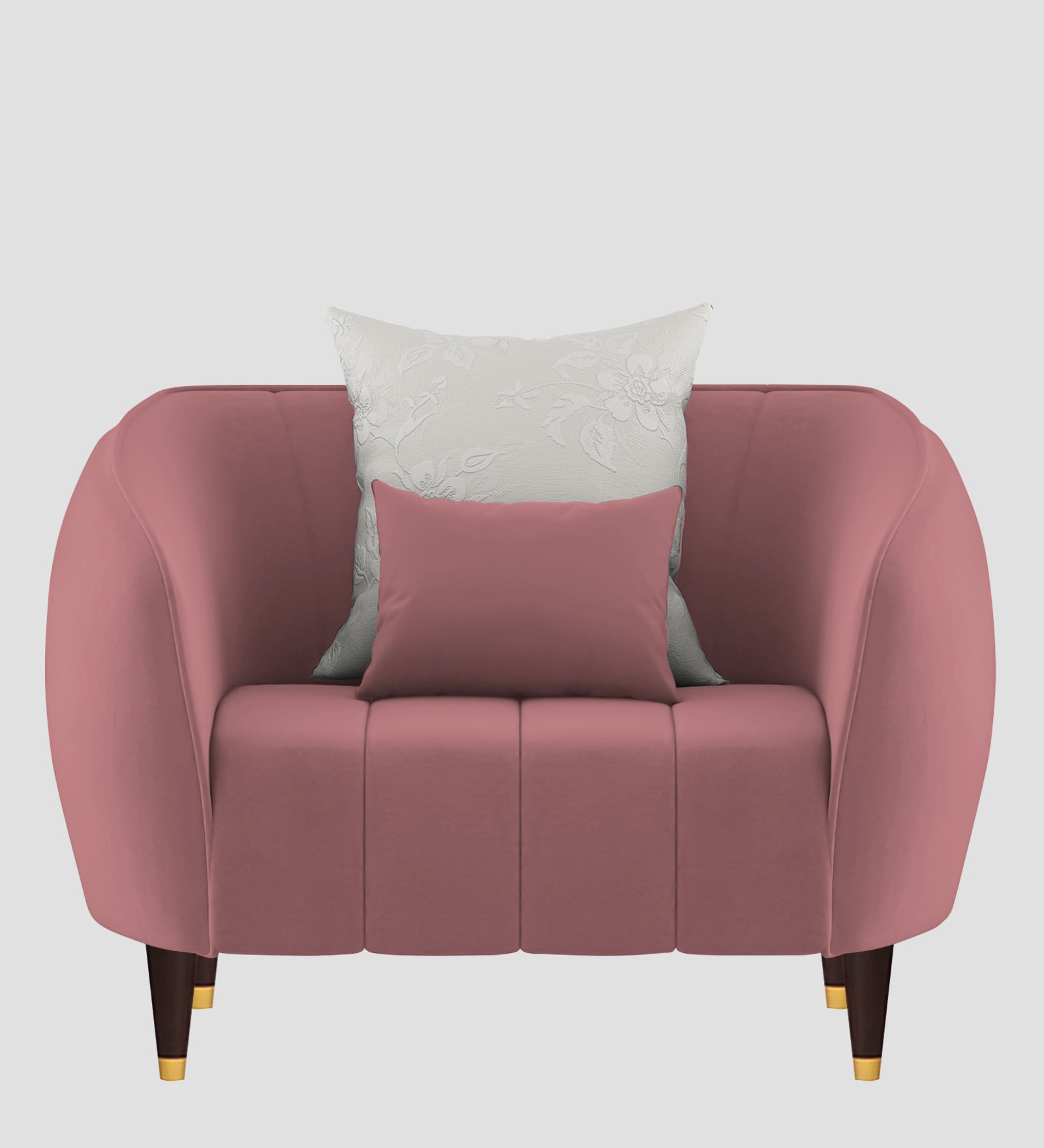 Hairo Velvet 1 Seater Sofa In Rose Pink Colour - Febonic Living