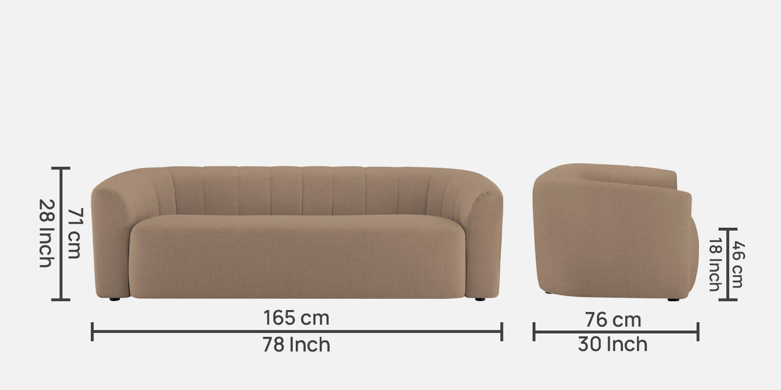 Mara Fabric 3 Seater Sofa In Cookie Beige Colour - Febonic Living