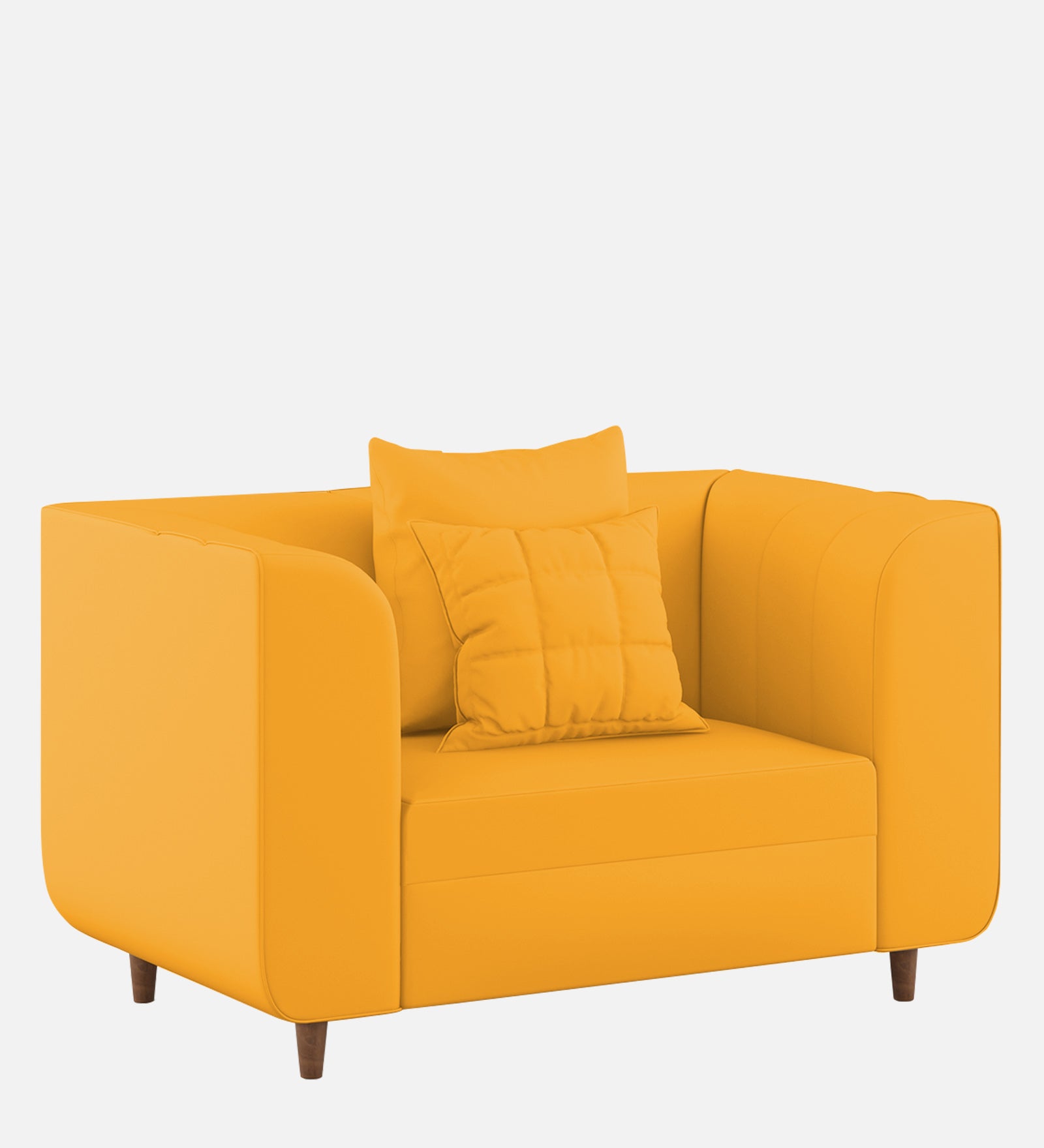 Sumo Velvet 1 Seater Sofa In Safforn Yellow Colour - Febonic Living