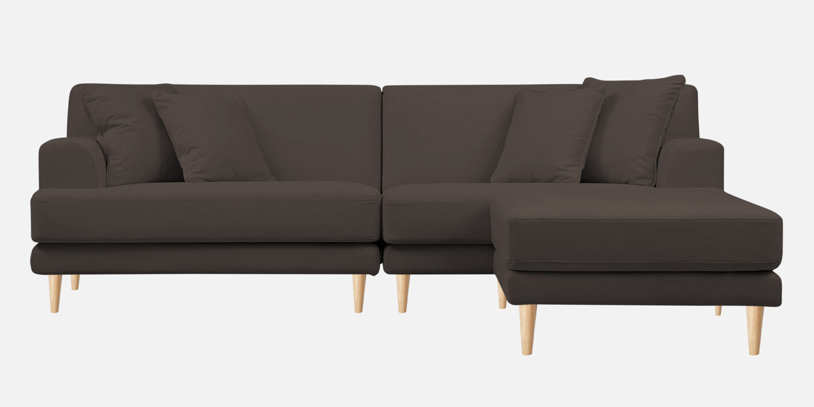 Woody Fabric LHS Sectional Sofa (3+Lounger) In Lito Brown Colour - Febonic Living