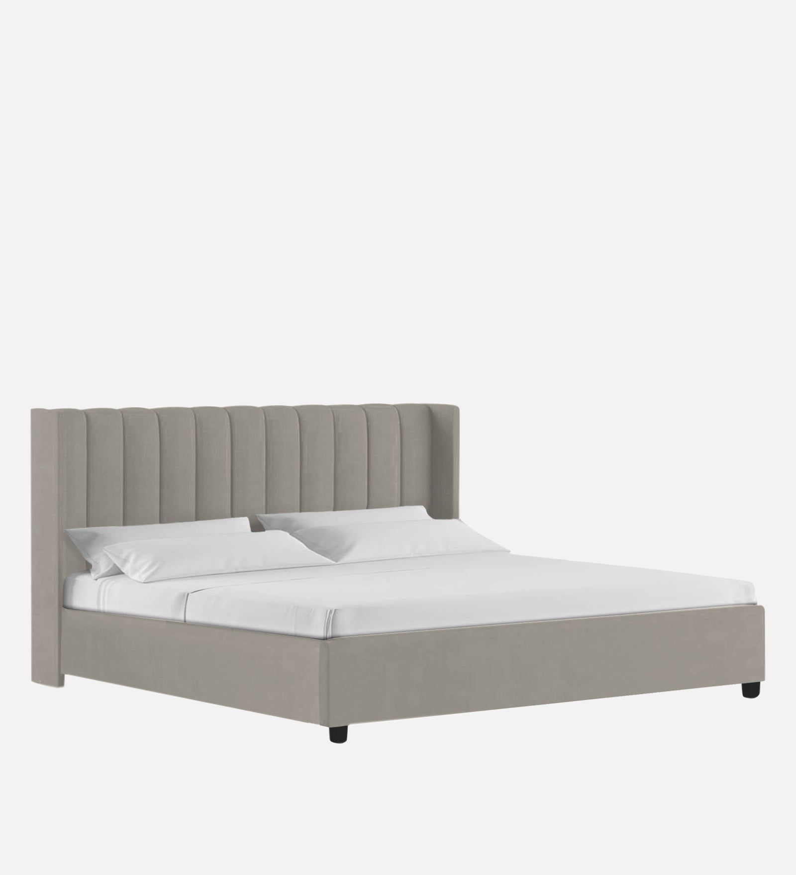 Colina Fabric King Size Bed In Ash Grey Colour With Box Storage - Febonic Living