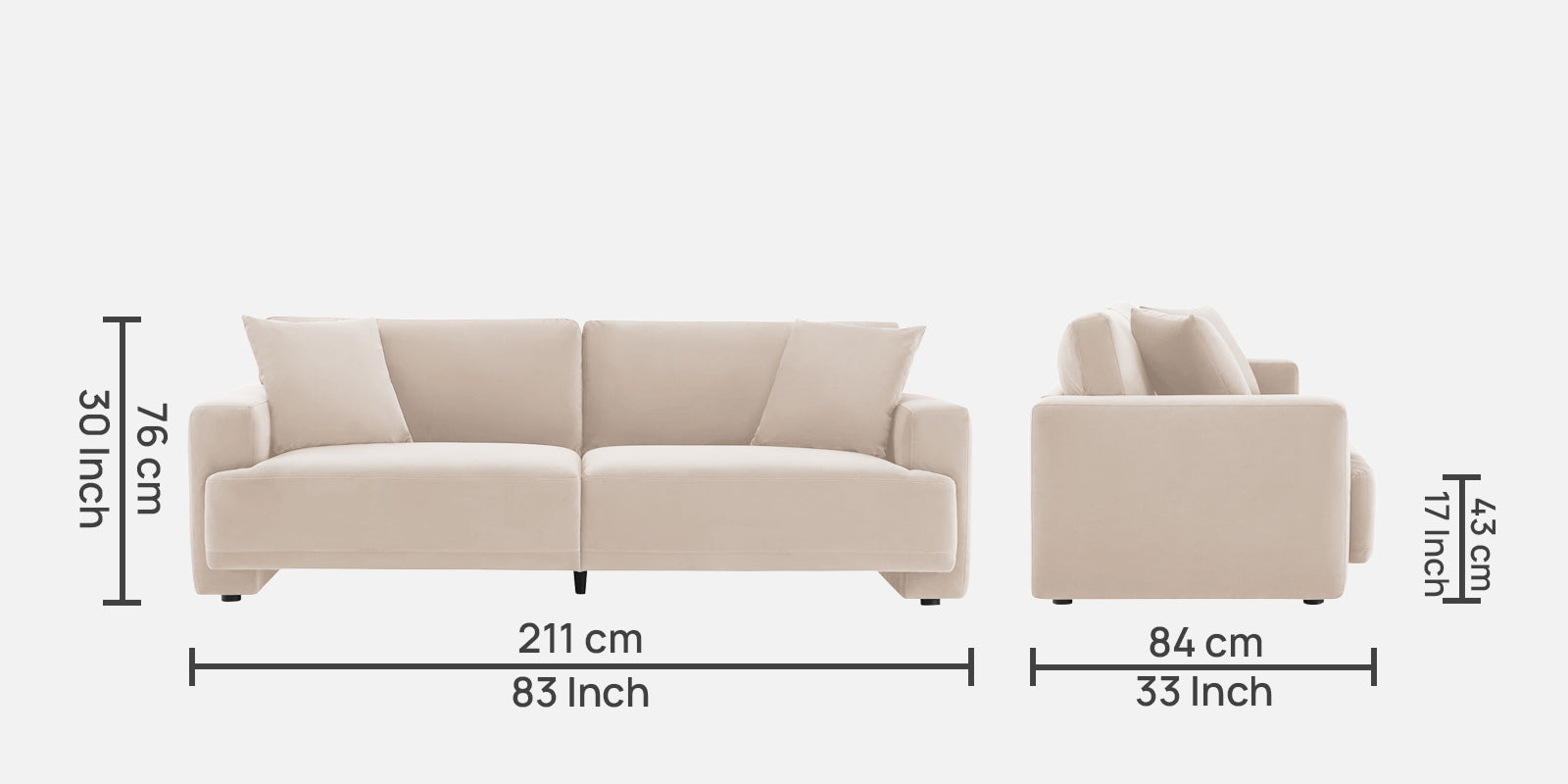 Kosta Velvet 3 Seater Sofa In Camel Beige Colour - Febonic Living