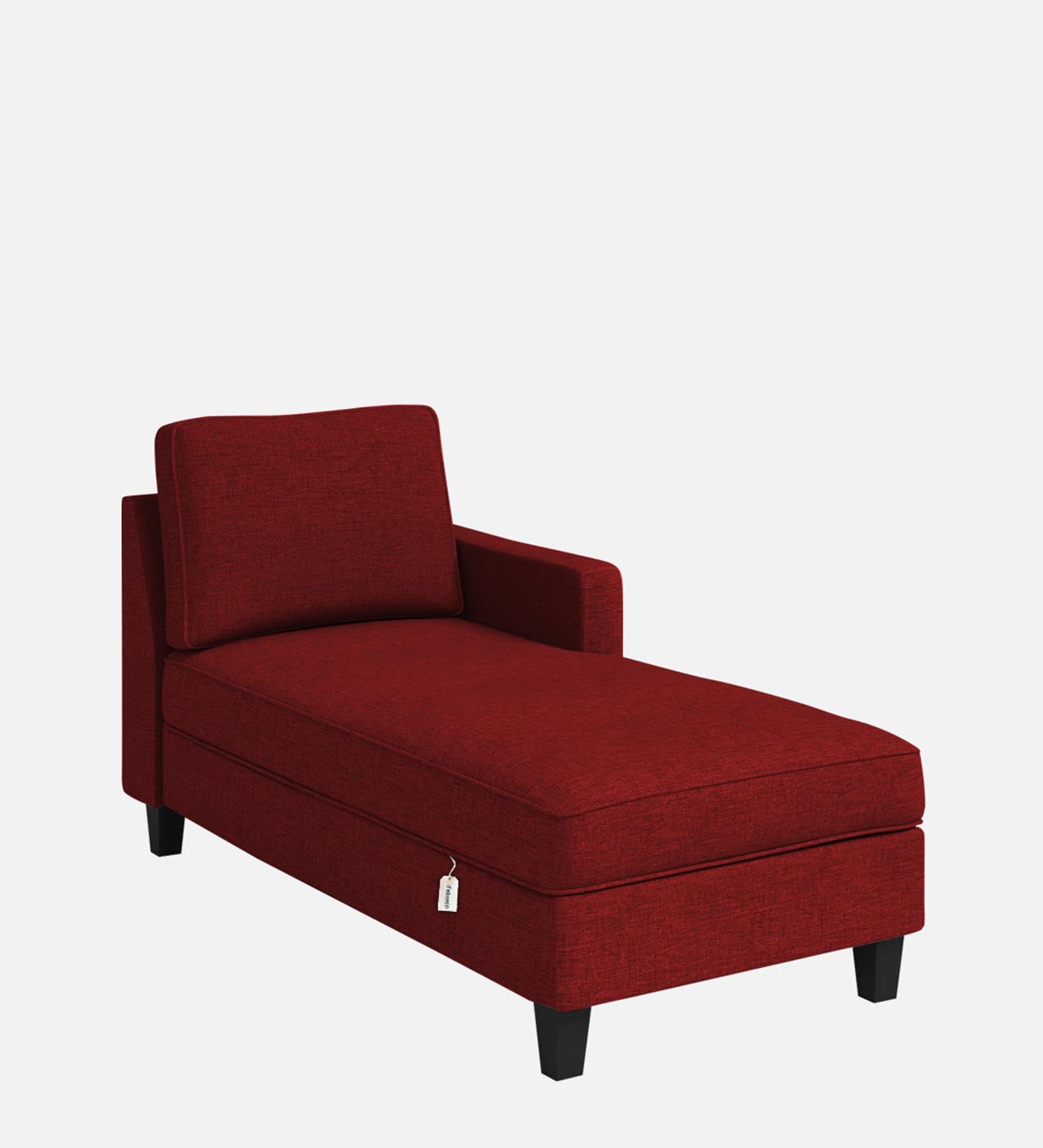 Royee Fabric RHS Chaise Lounger In Blood Maroon Colour With Storage - Febonic Living